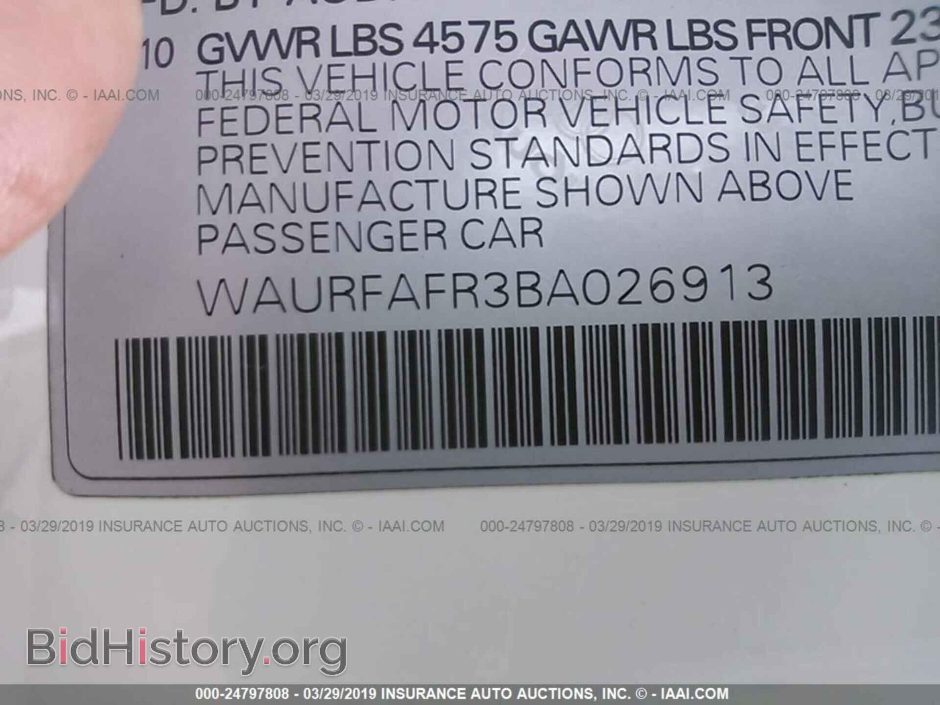2011 AUDI A5 - VIN: WAURFAFR3BA026913 - Фото 9