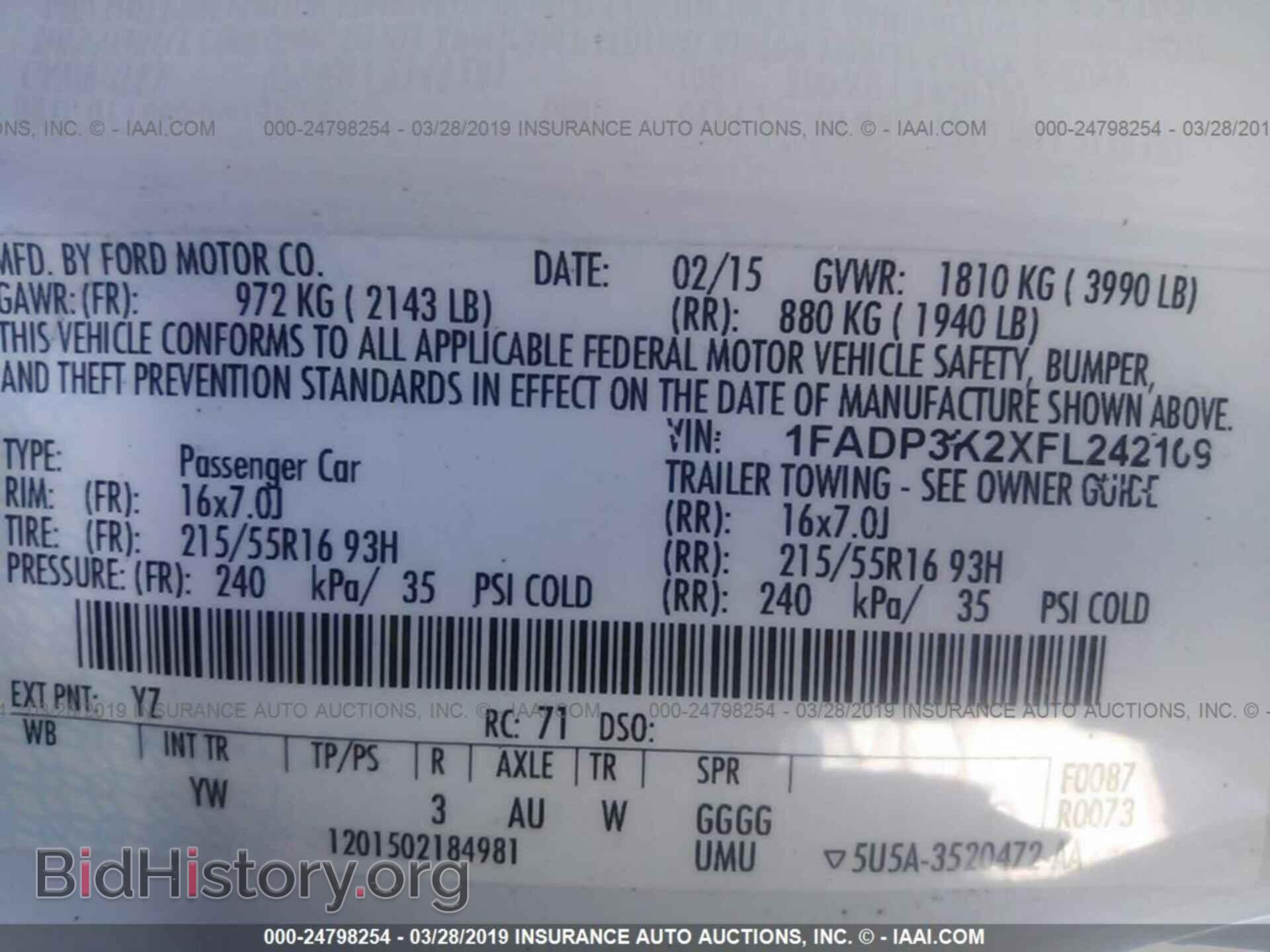 2015 FORD FOCUS - VIN: 1FADP3K2XFL242109 - Photo 9
