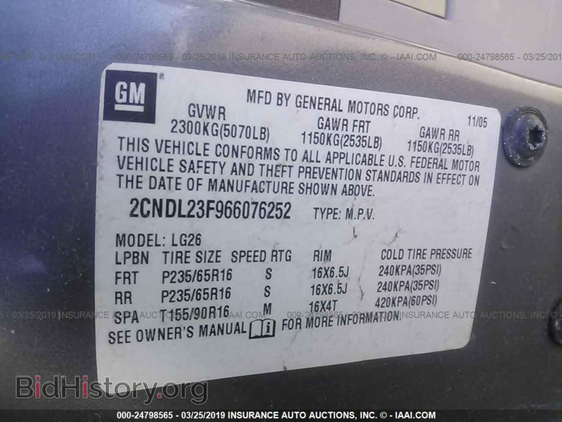 2006 CHEVROLET EQUINOX - VIN: 2CNDL23F966076252 - Фото 9