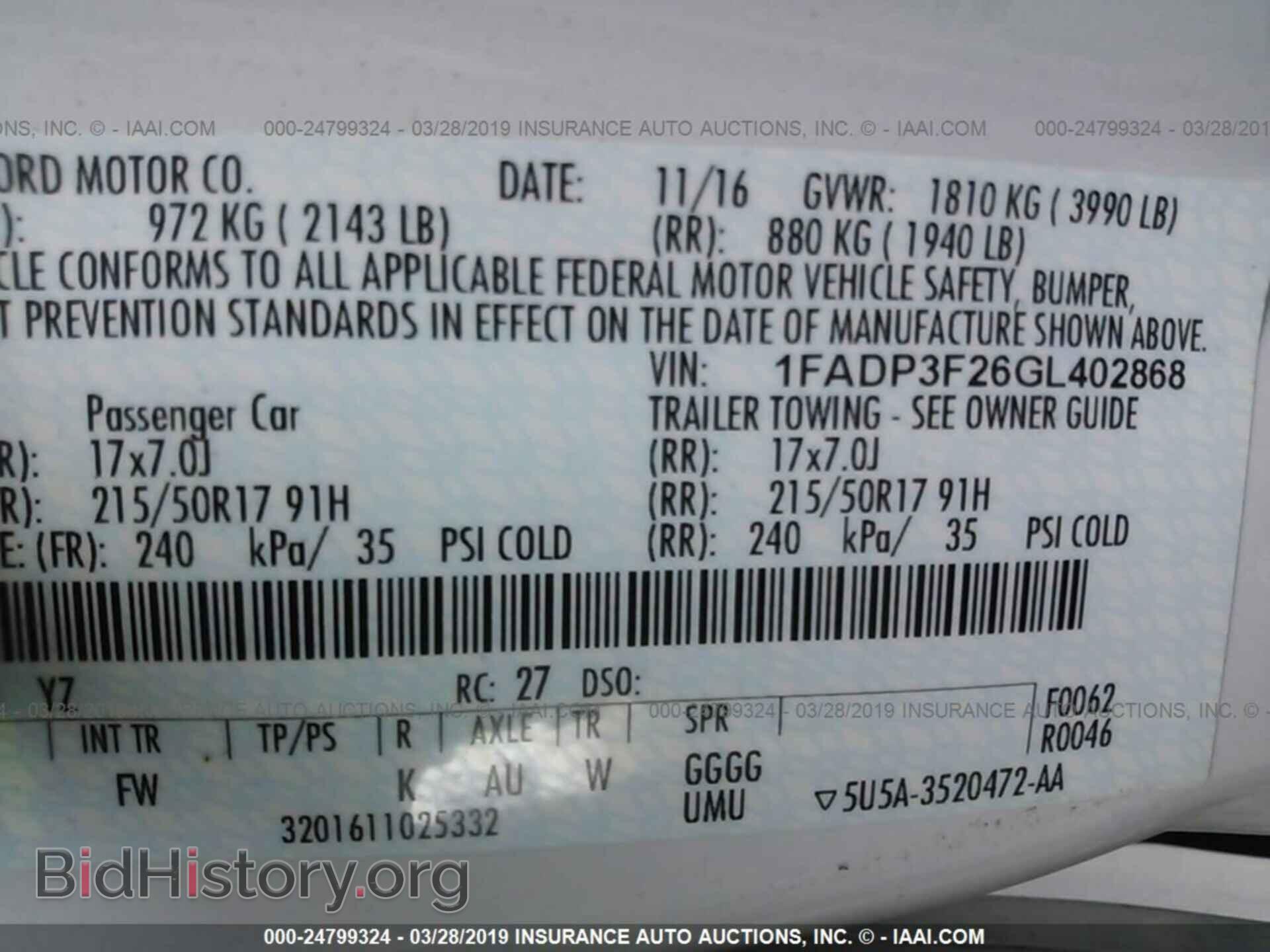 2016 FORD FOCUS - VIN: 1FADP3F26GL402868 - Фото 9