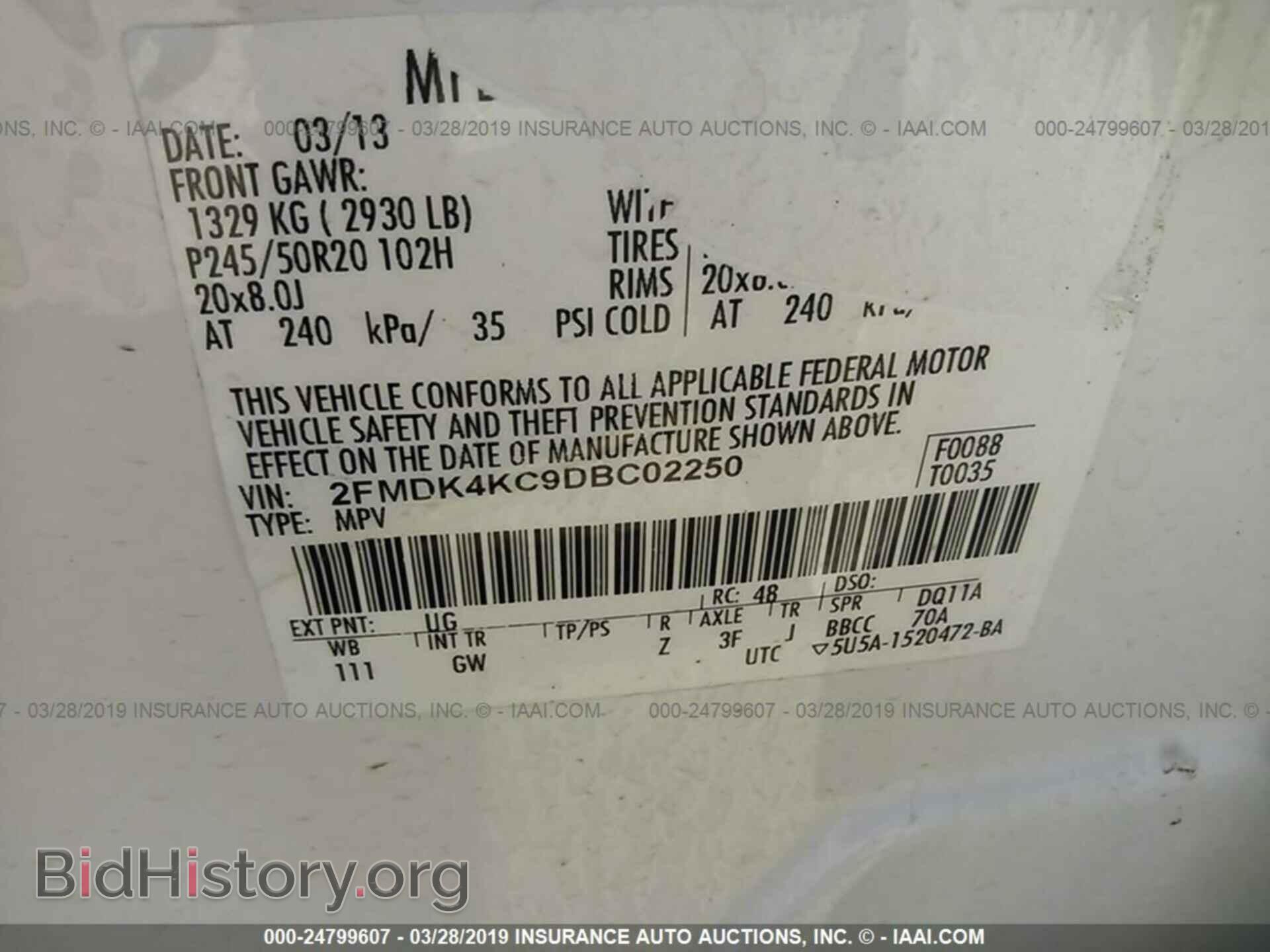 2013 FORD EDGE - VIN: 2FMDK4KC9DBC02250 - Photo 9