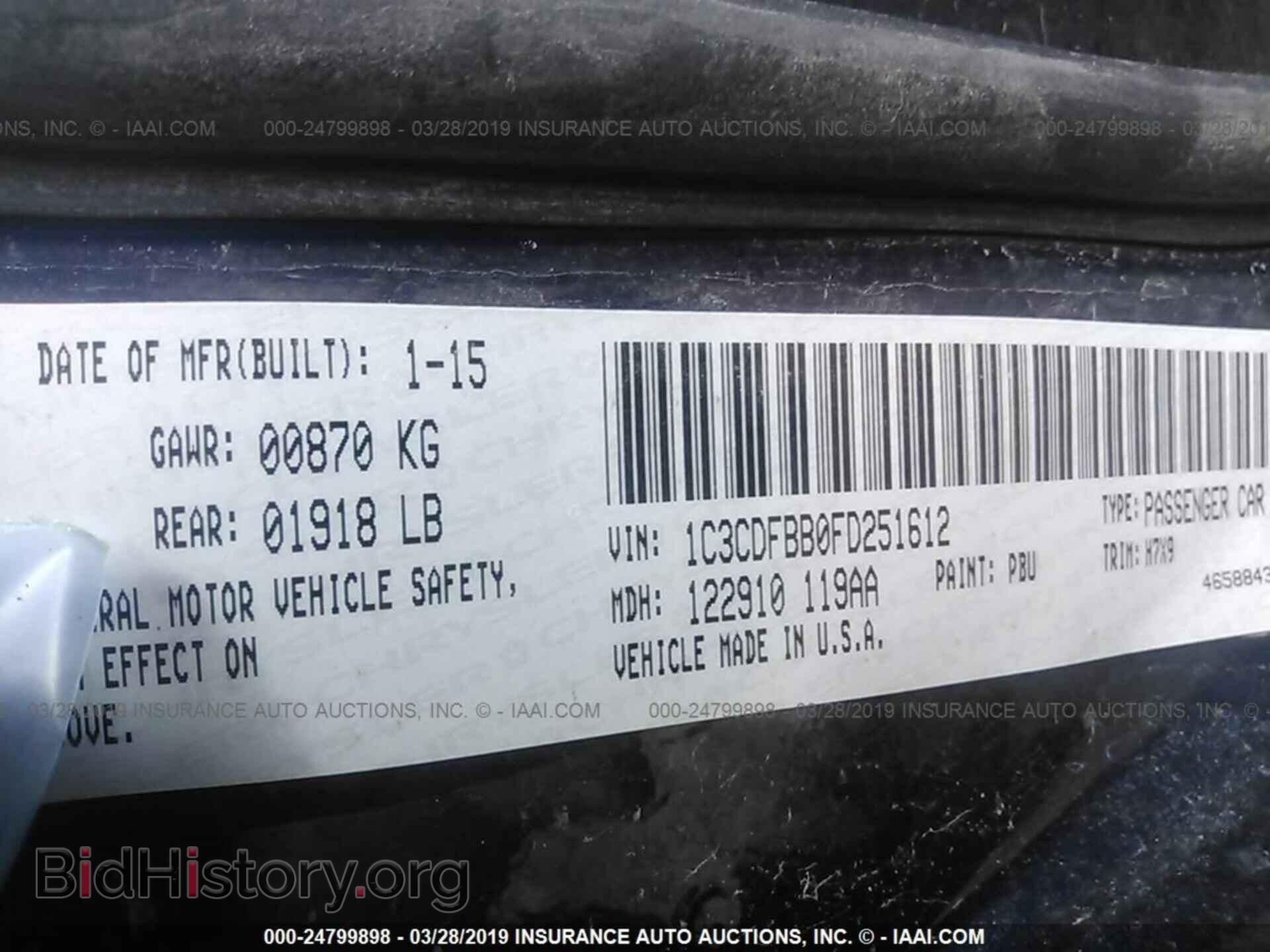 2015 DODGE DART - VIN: 1C3CDFBB0FD251612 - Photo 9