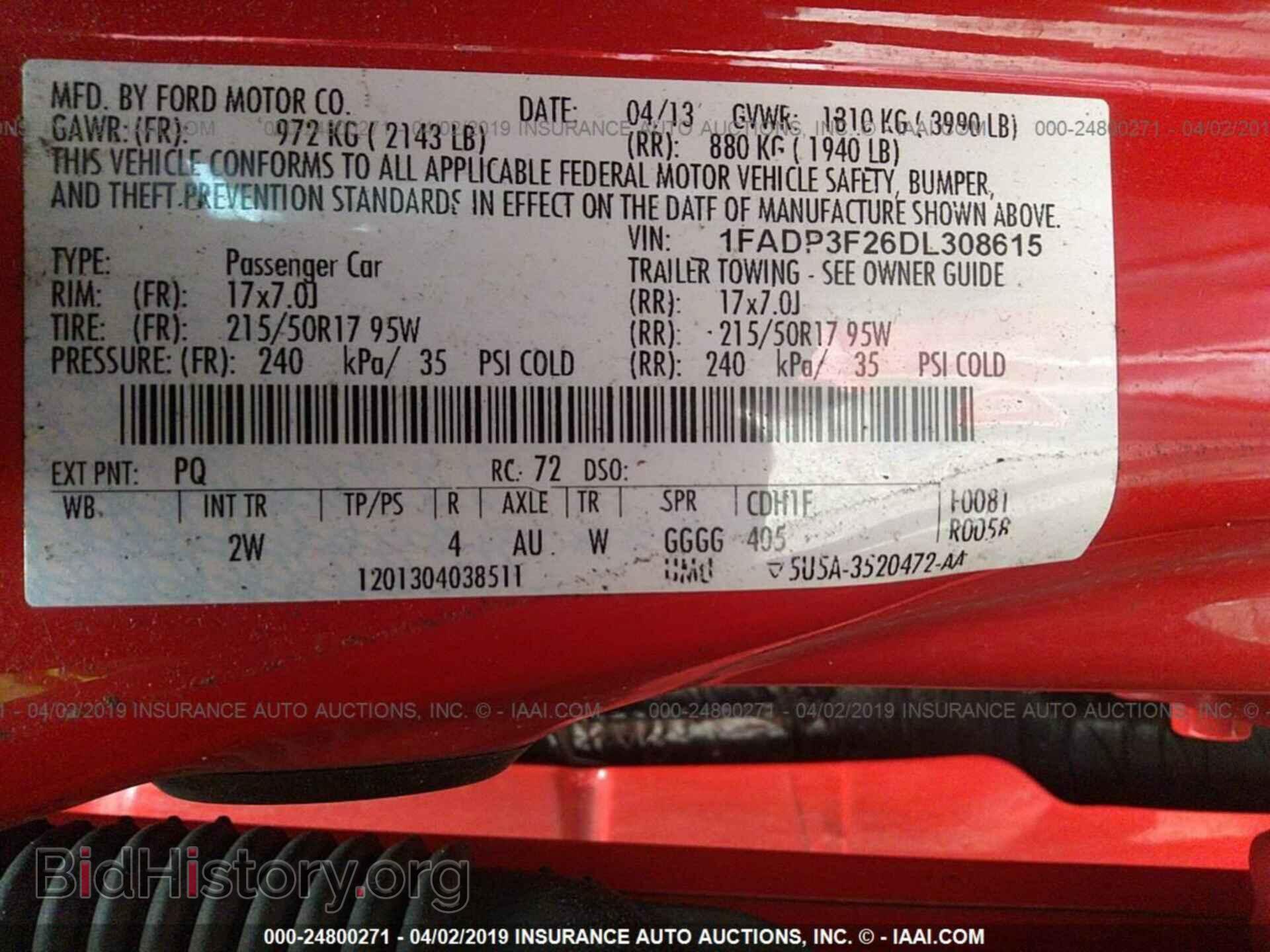 2013 FORD FOCUS - VIN: 1FADP3F26DL308615 - Фото 9
