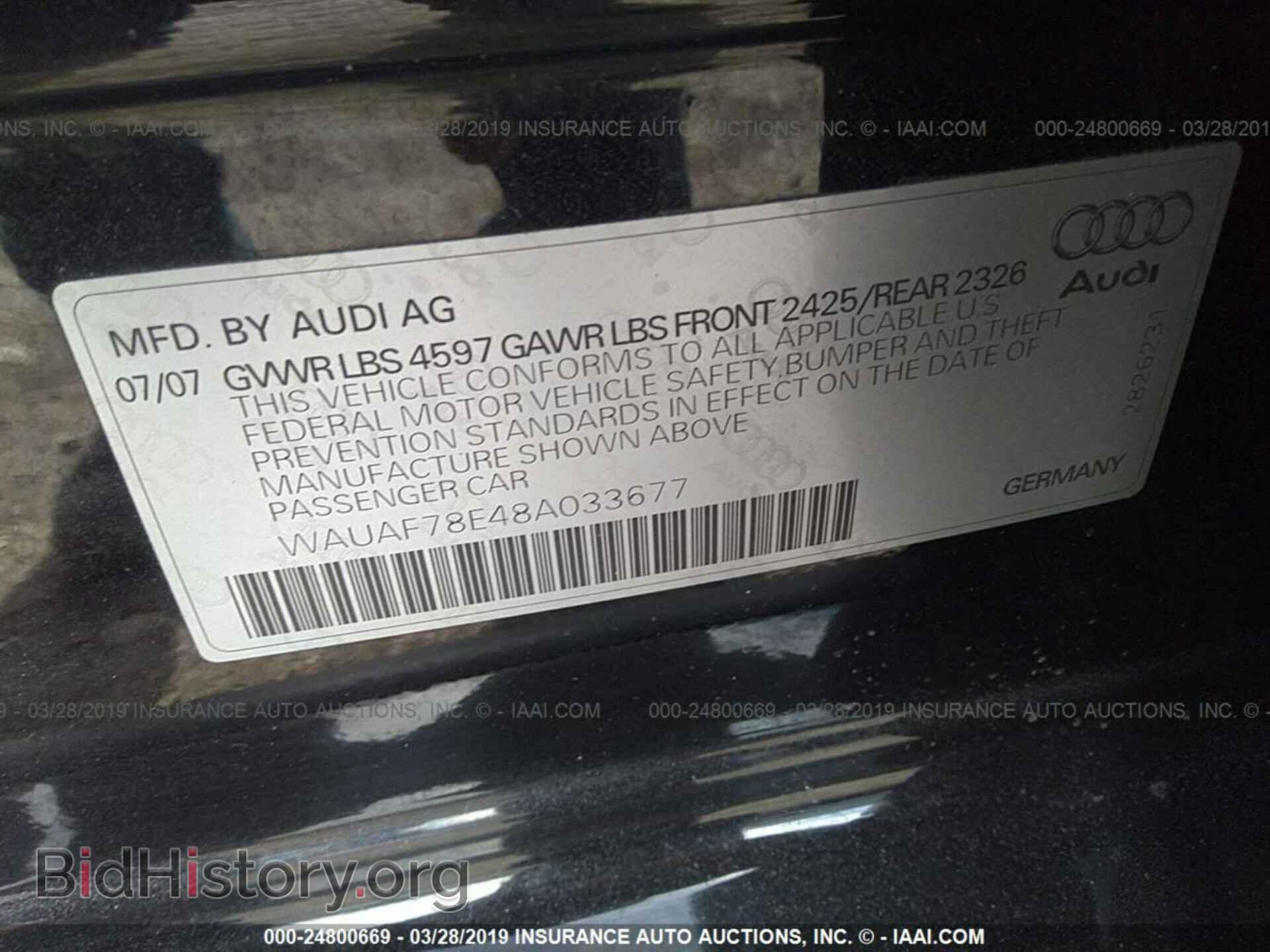 2008 AUDI A4 - VIN: WAUAF78E48A033677 - Photo 9