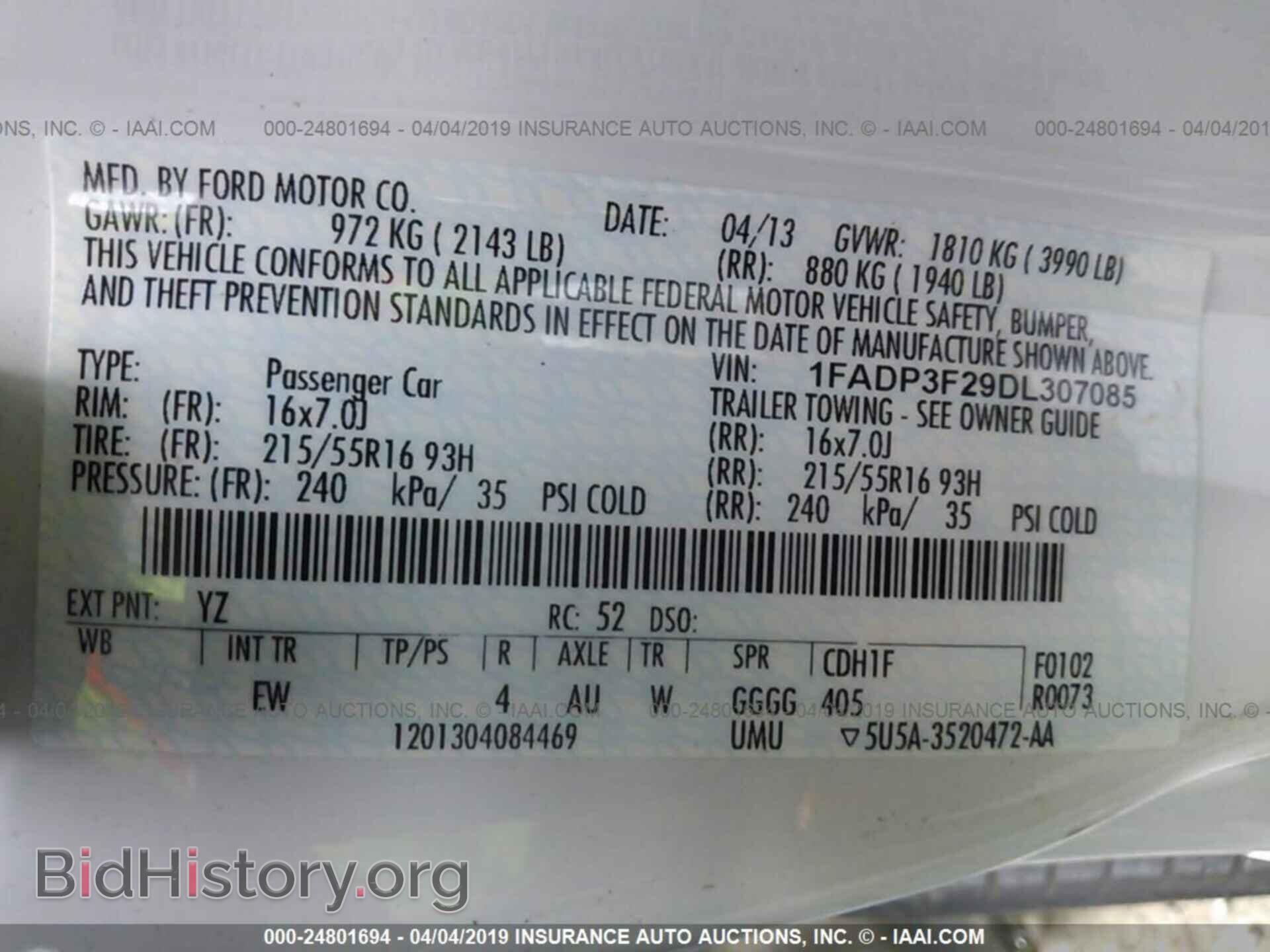 2013 FORD FOCUS - VIN: 1FADP3F29DL307085 - Фото 9