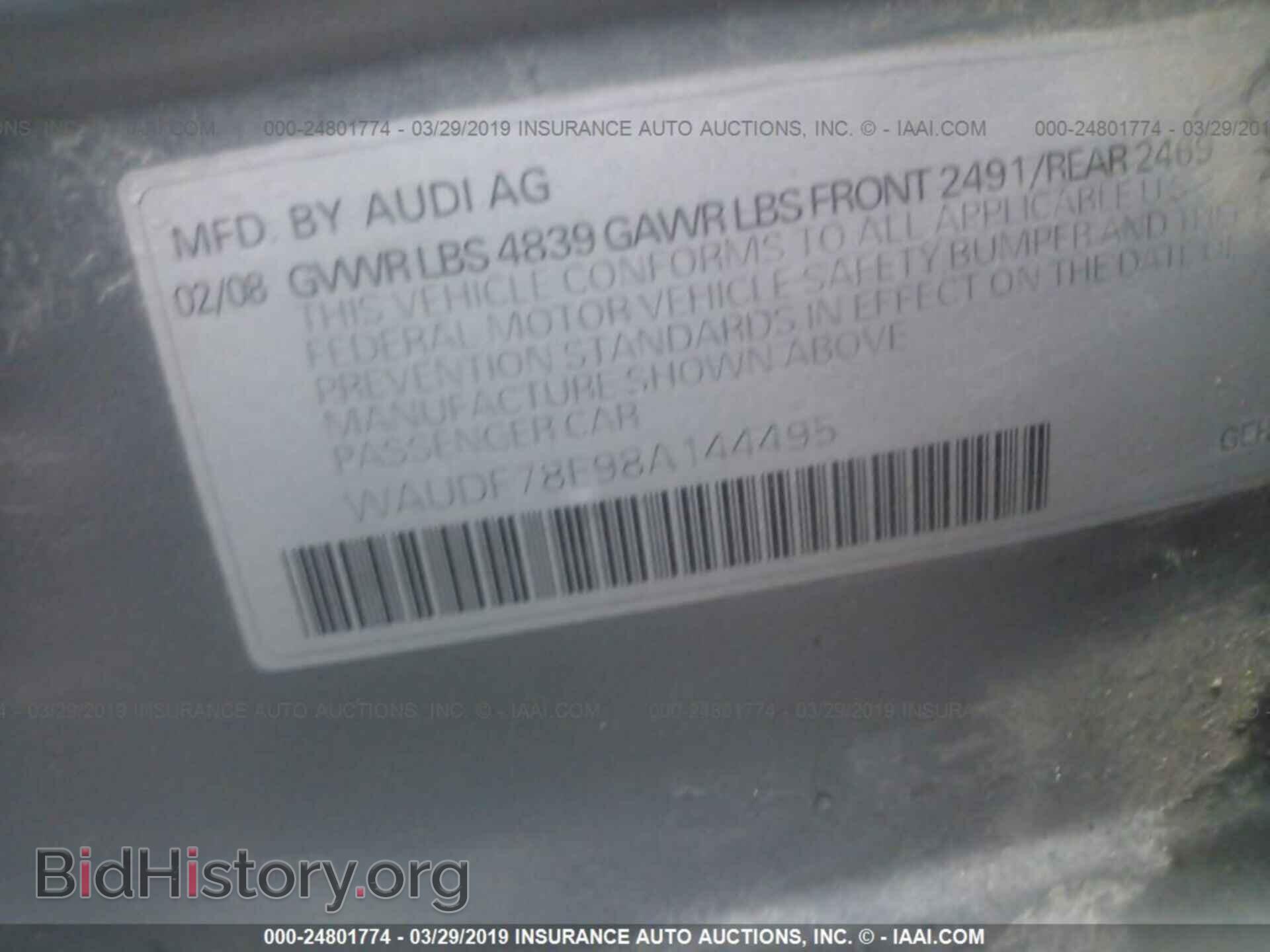 2008 AUDI A4 - VIN: WAUDF78E98A144495 - Фото 9