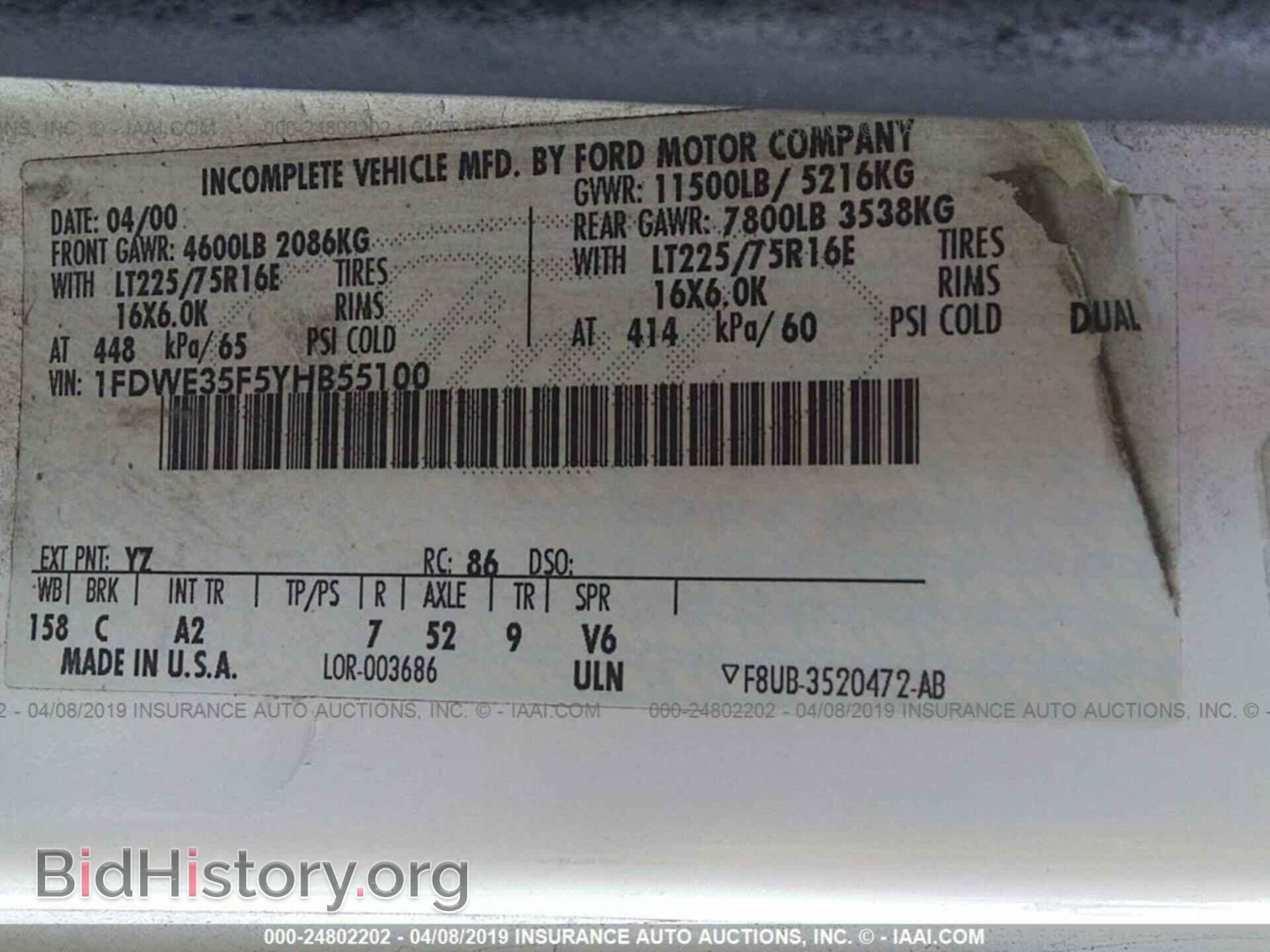 2000 FORD ECONOLINE - VIN: 1FDWE35F5YHB55100 - Photo 9