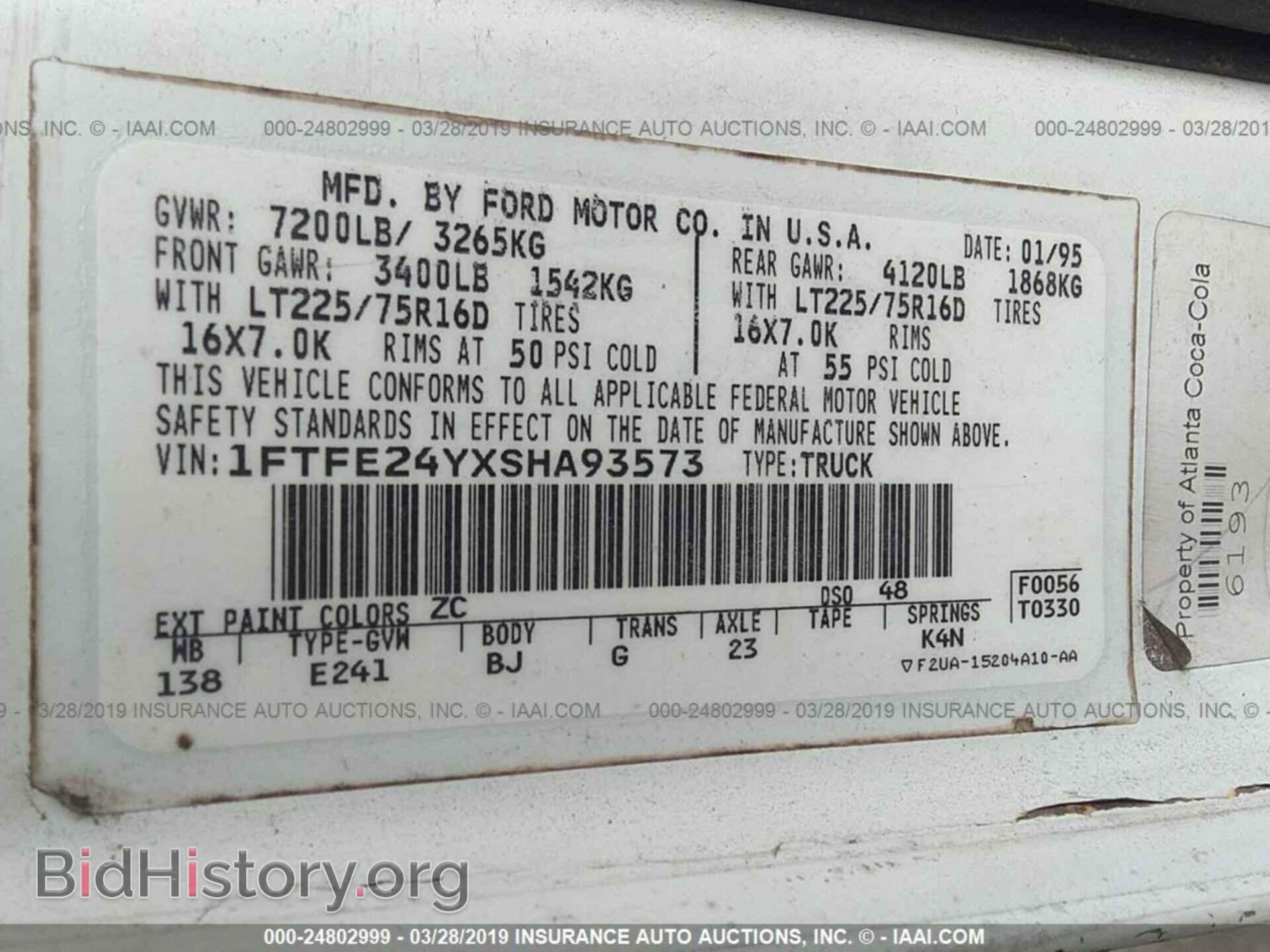 1995 FORD ECONOLINE - VIN: 1FTFE24YXSHA93573 - Photo 9