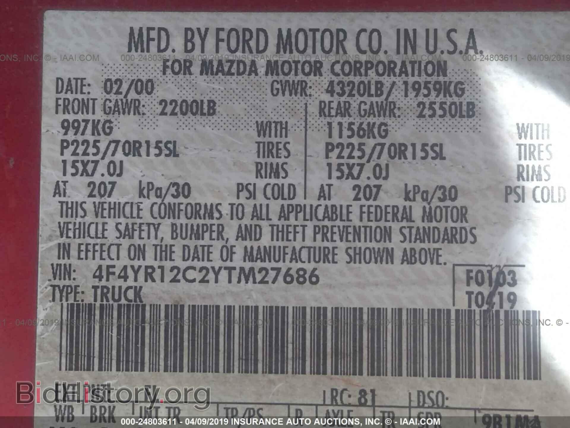 2000 MAZDA B2500 - VIN: 4F4YR12C2YTM27686 - Photo 9