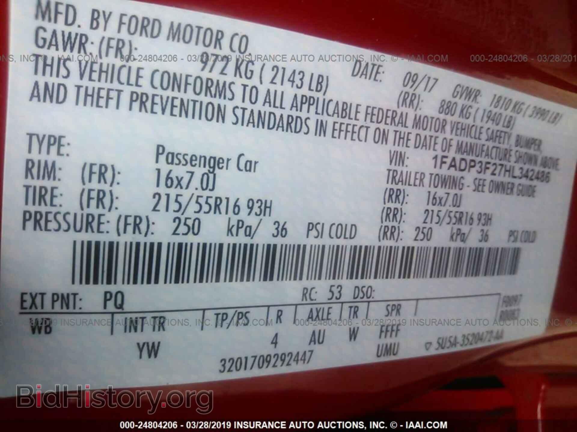 2017 FORD FOCUS - VIN: 1FADP3F27HL342486 - Фото 9