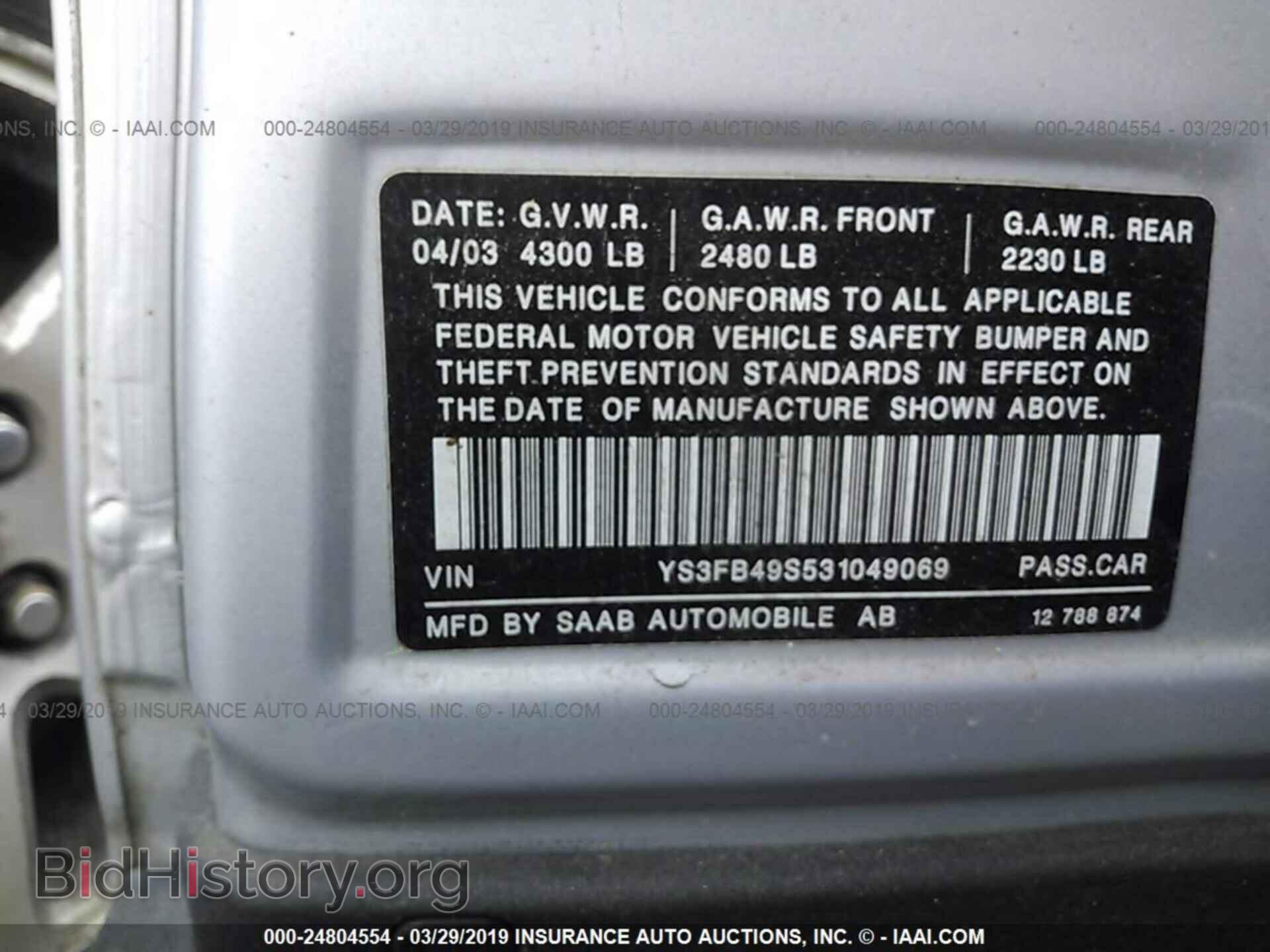 2003 SAAB 9-3 - VIN: YS3FB49S531049069 - Photo 9