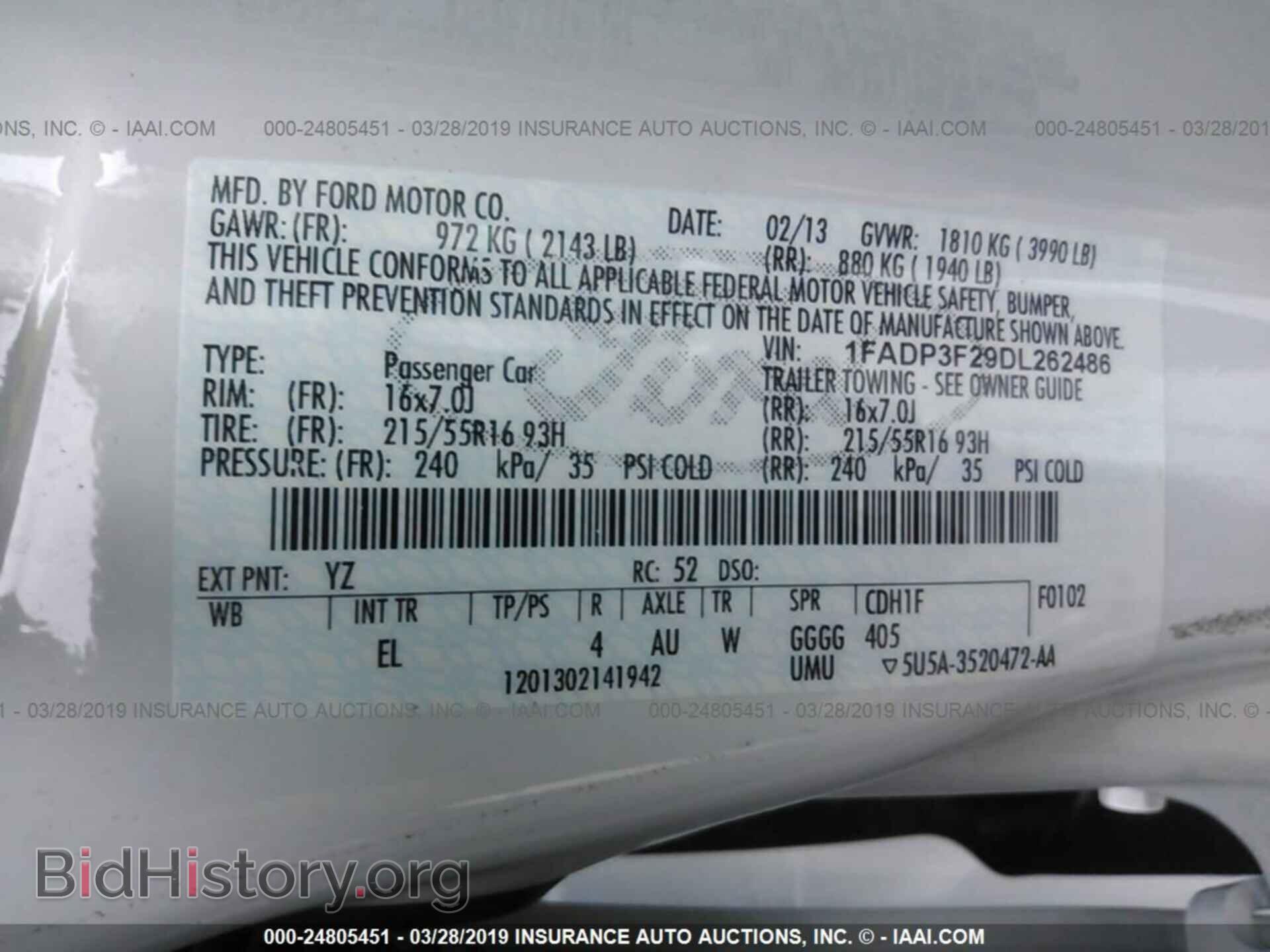 2013 FORD FOCUS - VIN: 1FADP3F29DL262486 - Фото 9