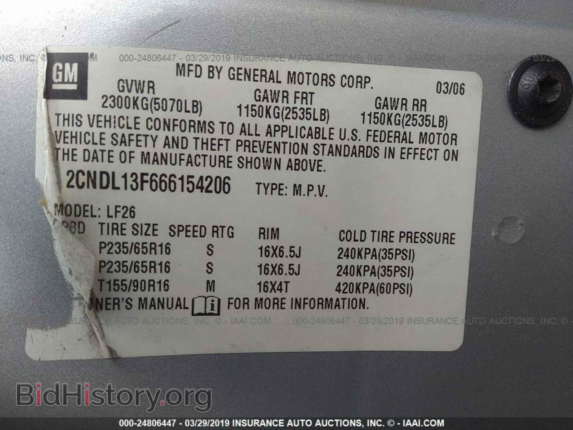 2006 CHEVROLET EQUINOX - VIN: 2CNDL13F666154206 - Фото 9