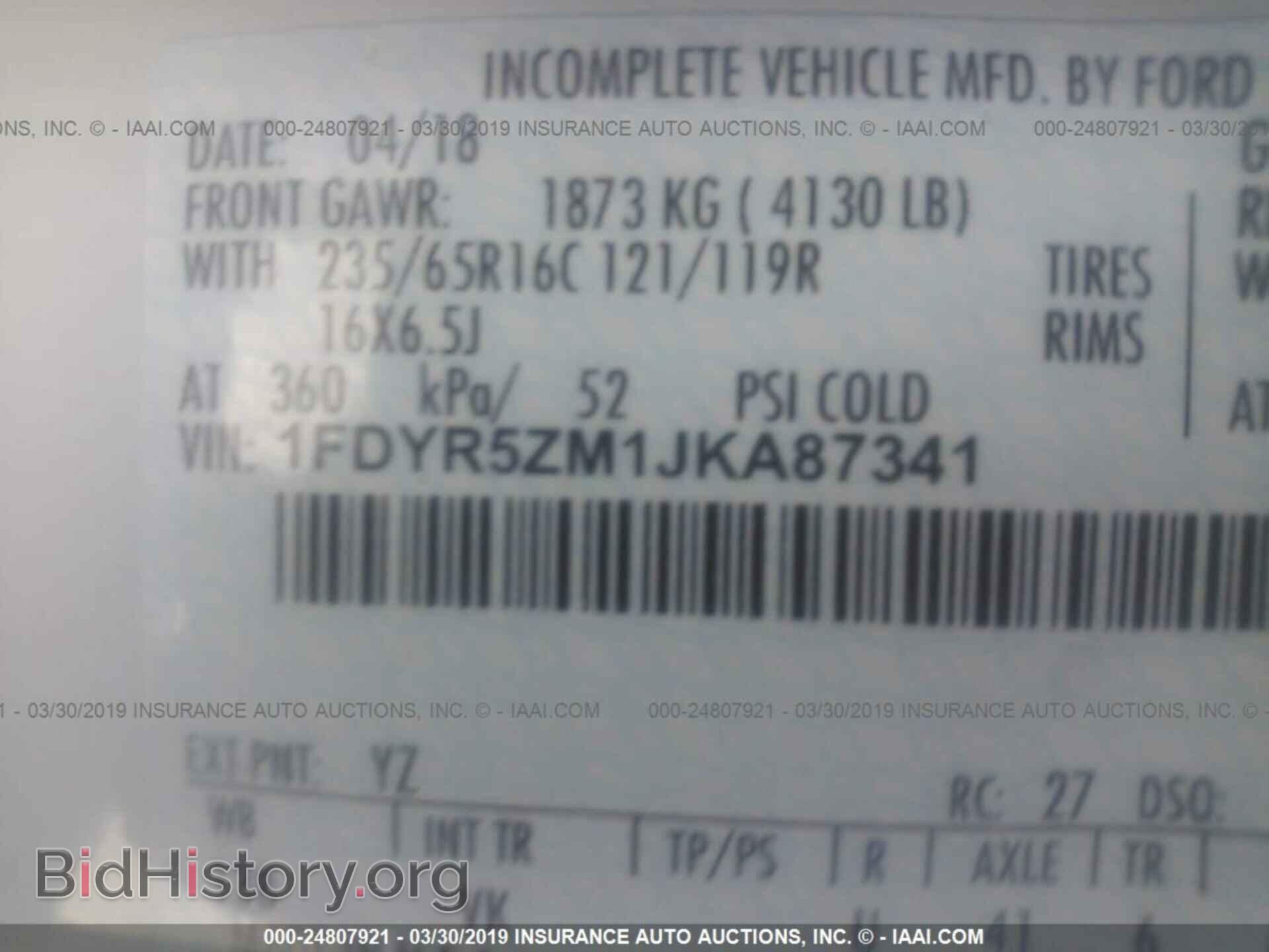 2018 FORD TRANSIT - VIN: 1FDYR5ZM1JKA87341 - Фото 9