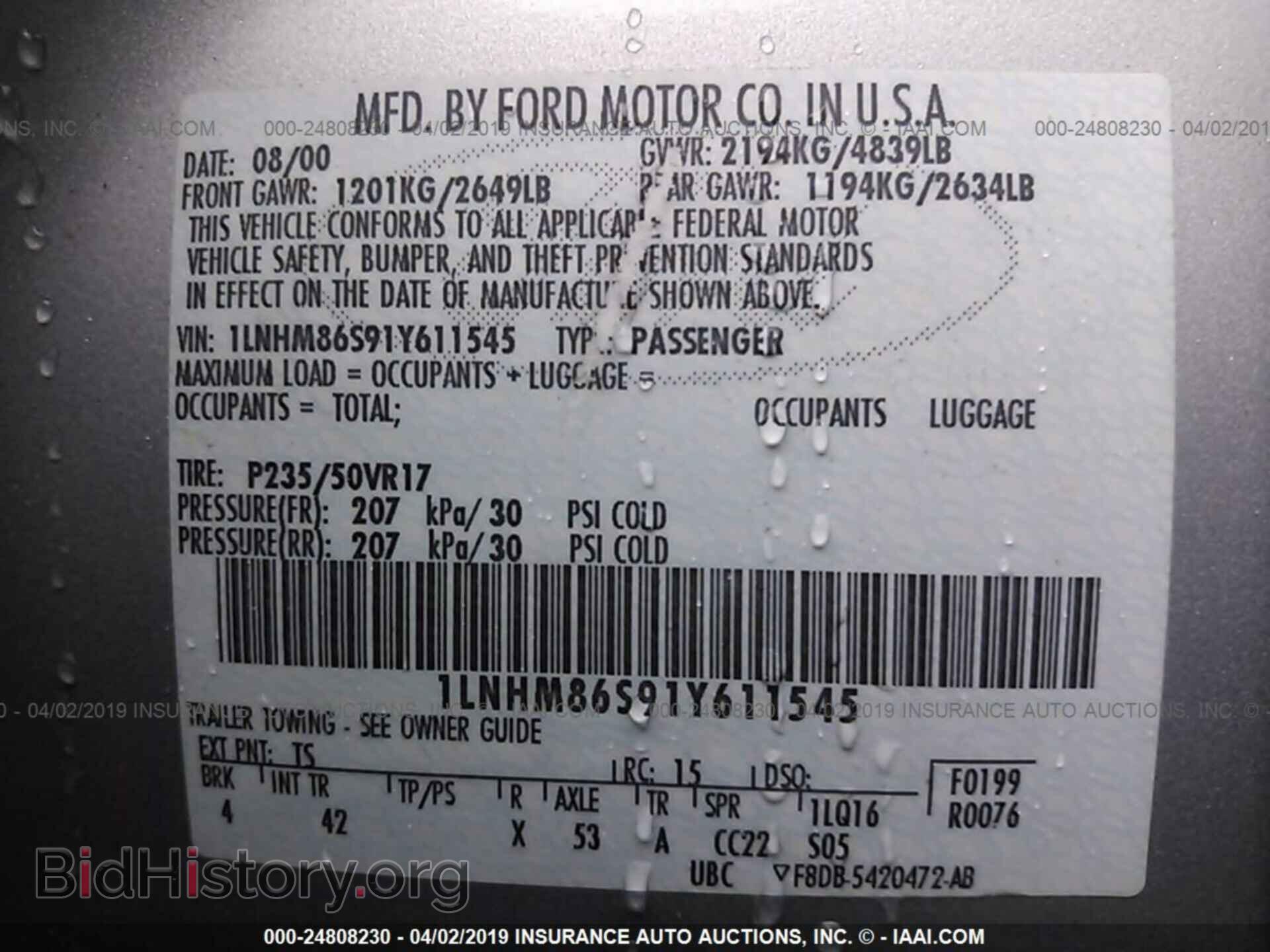 2001 LINCOLN LS - VIN: 1LNHM86S91Y611545 - Фото 9