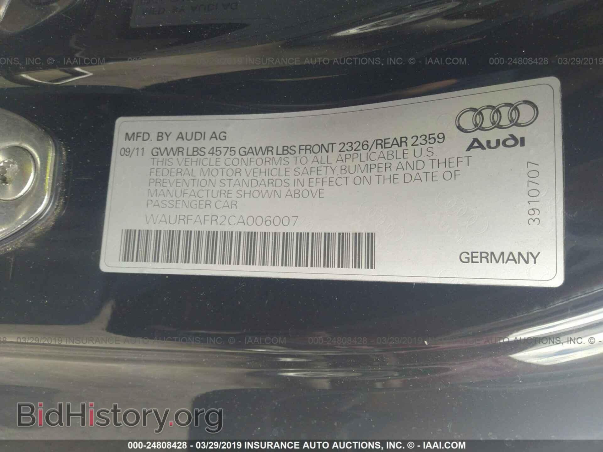 2012 AUDI A5 - VIN: WAURFAFR2CA006007 - Фото 9