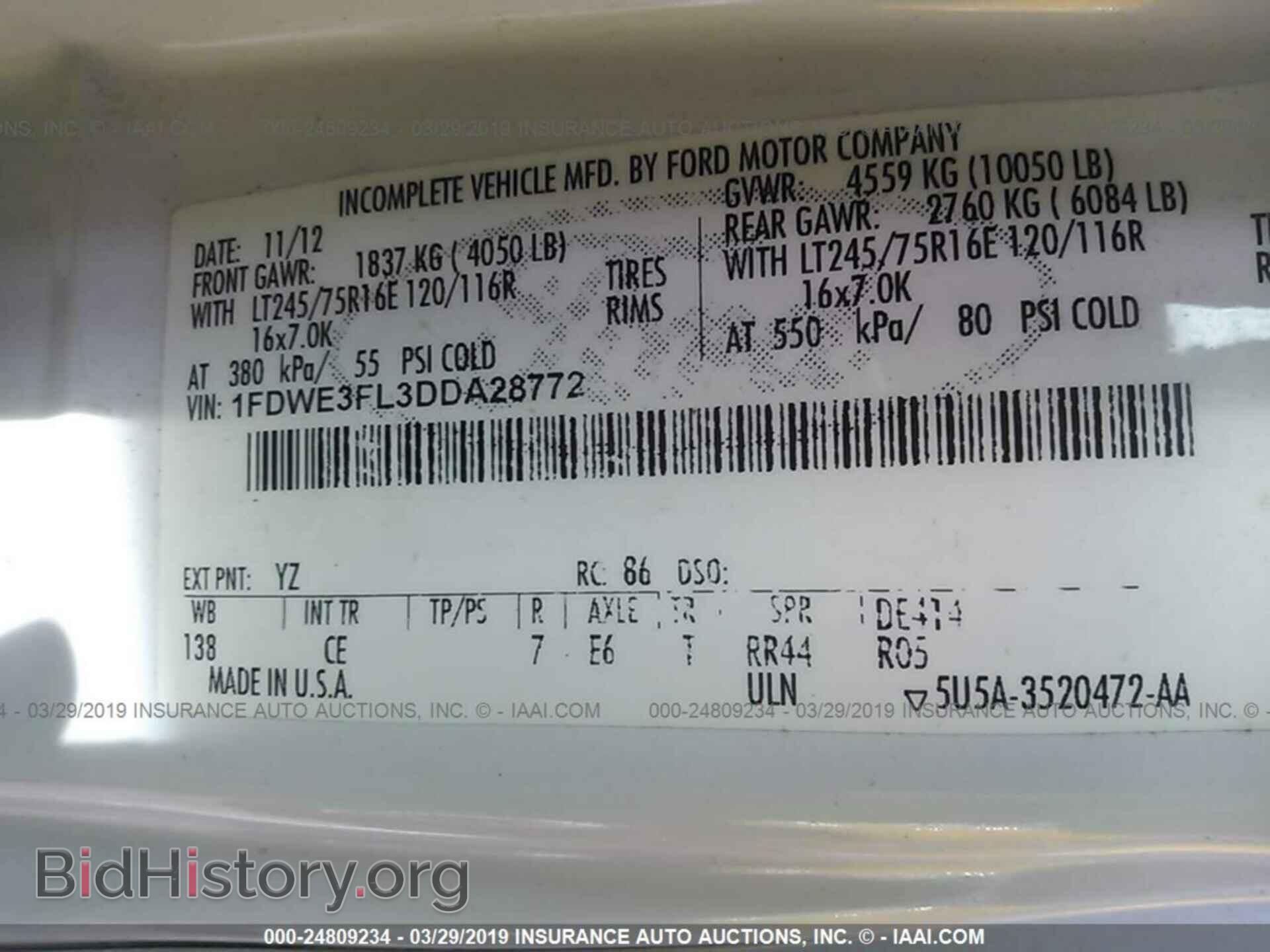 2013 FORD ECONOLINE - VIN: 1FDWE3FL3DDA28772 - Фото 9