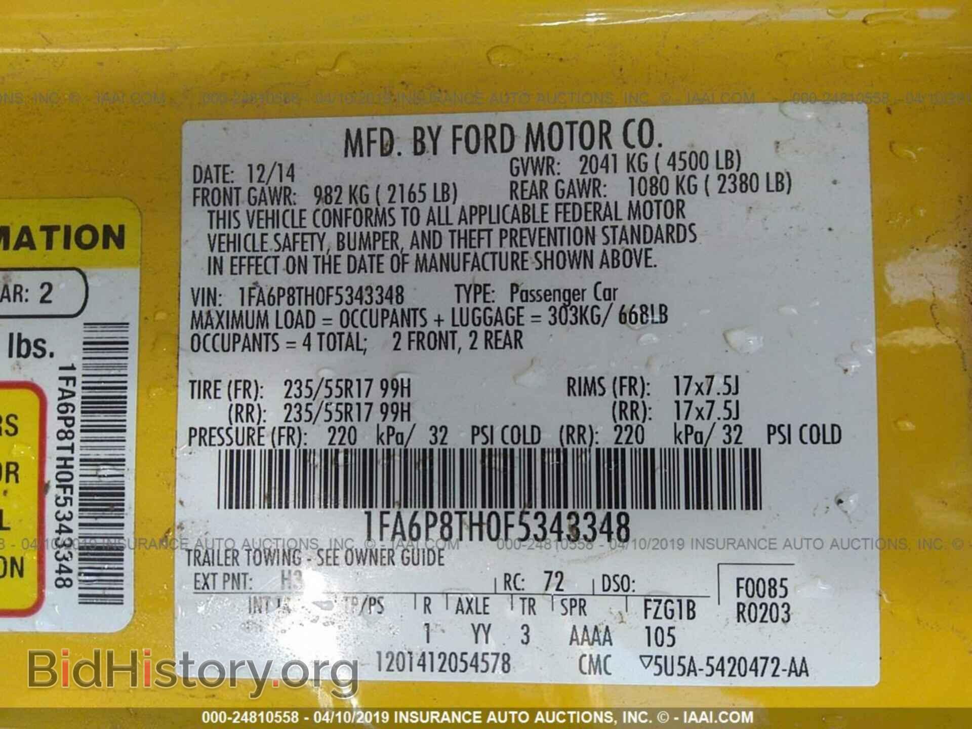 2015 FORD MUSTANG - VIN: 1FA6P8TH0F5343348 - Photo 9