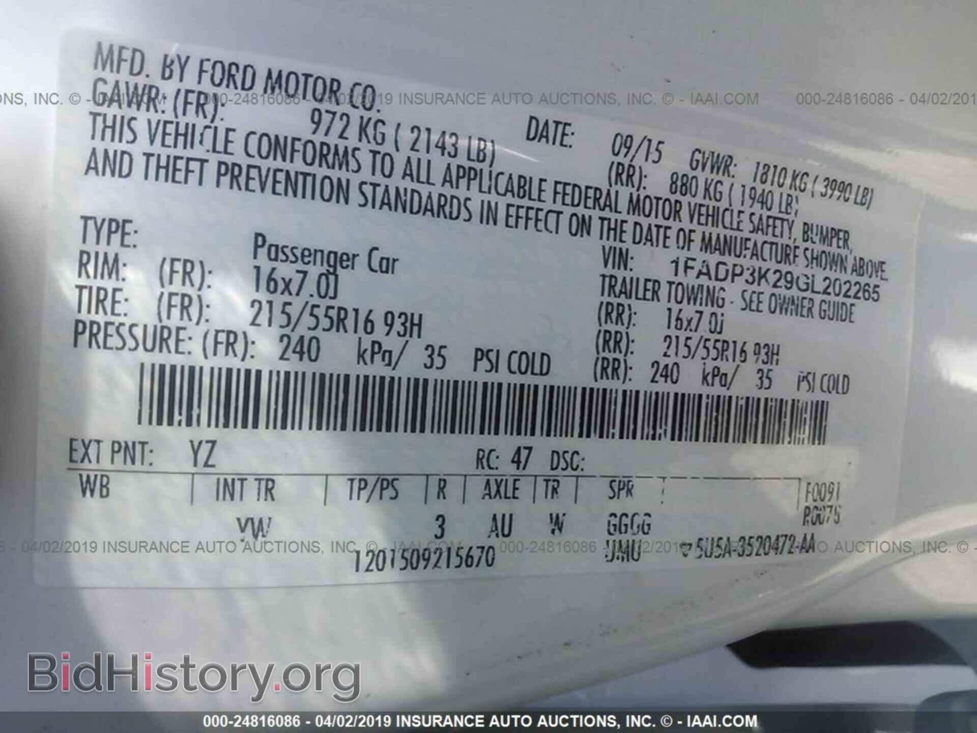 2016 FORD FOCUS - VIN: 1FADP3K29GL202265 - Photo 9