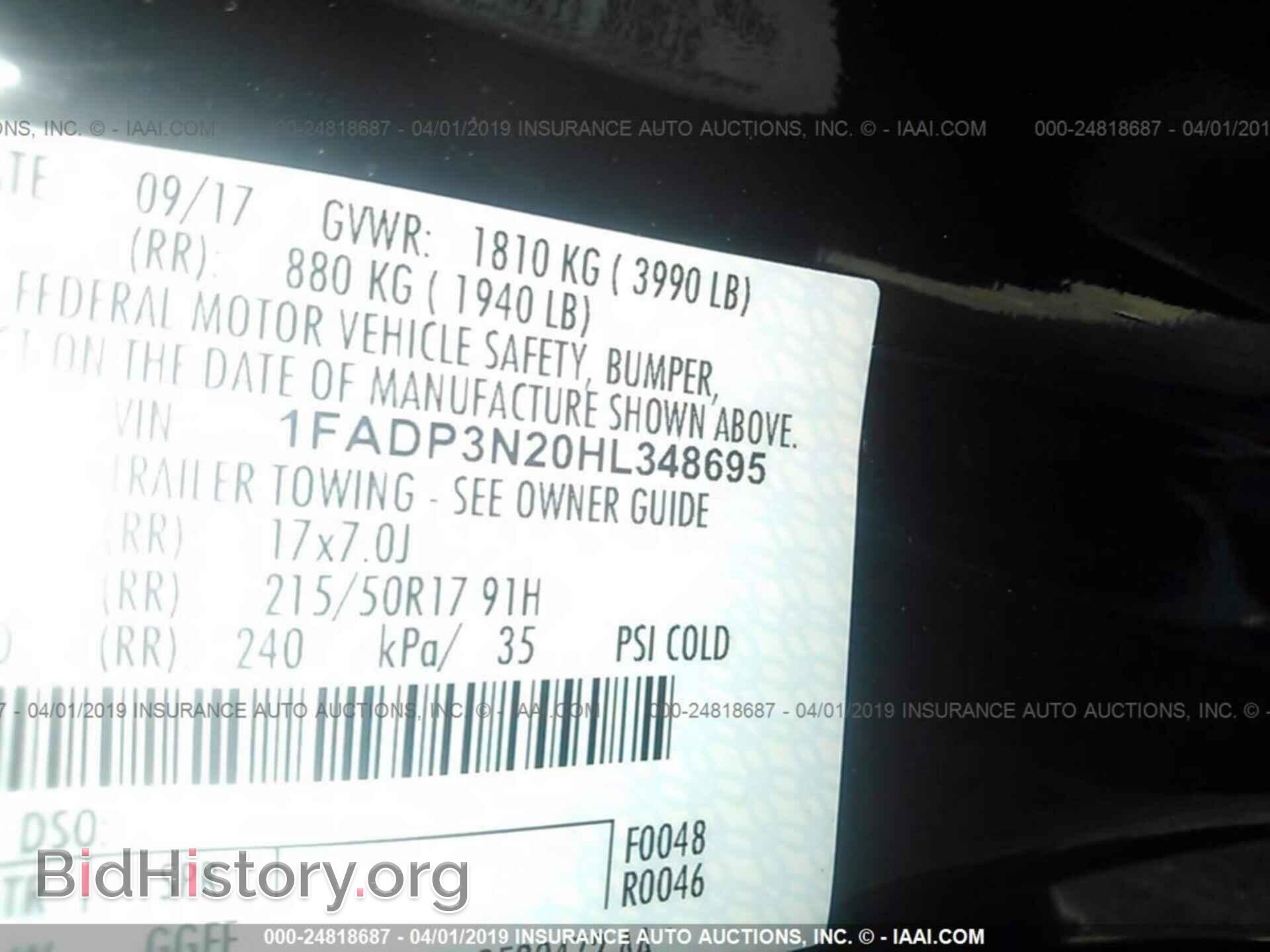 2017 FORD FOCUS - VIN: 1FADP3N20HL348695 - Photo 9
