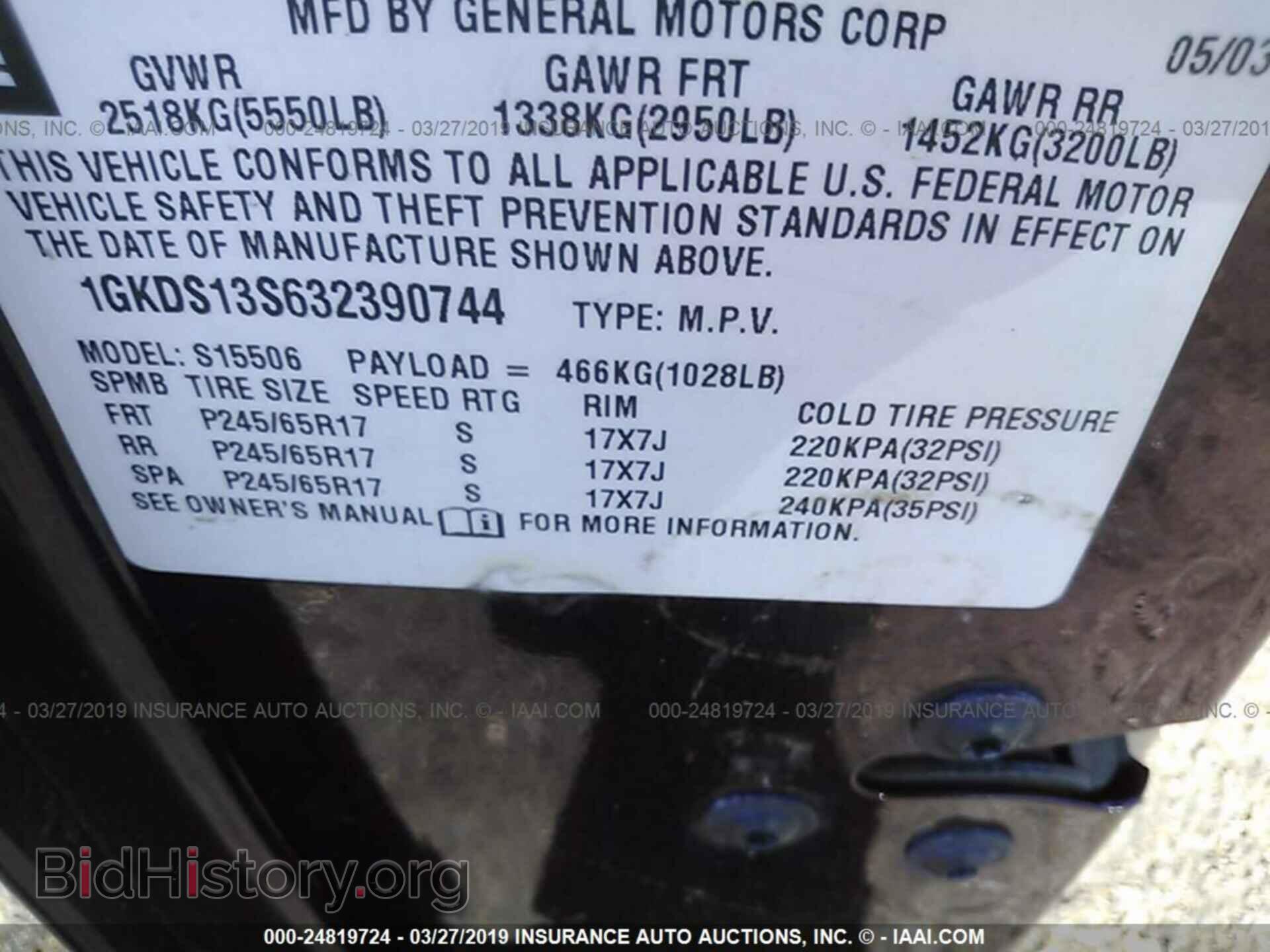 2003 GMC ENVOY - VIN: 1GKDS13S632390744 - Фото 9