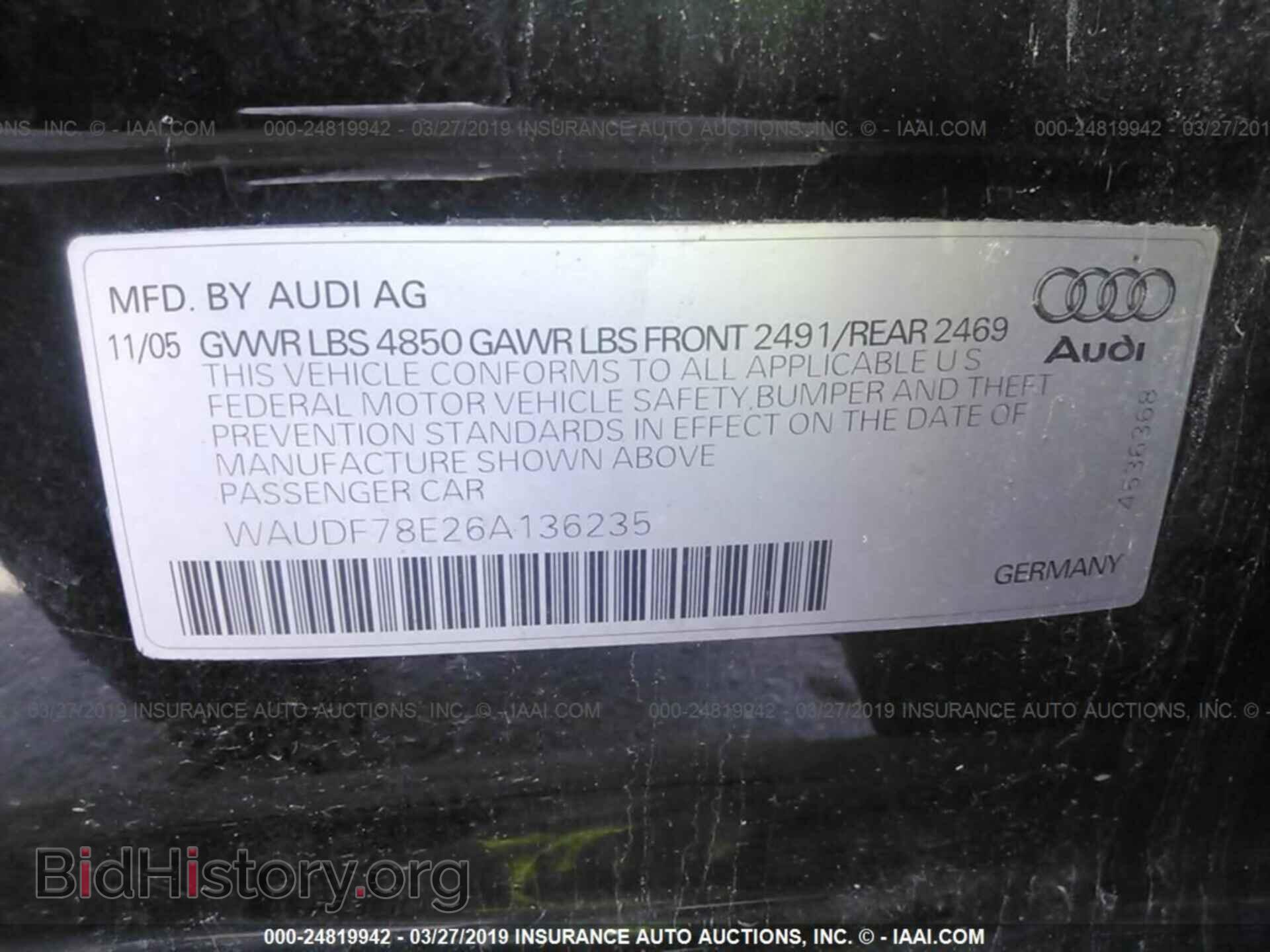 2006 AUDI A4 - VIN: WAUDF78E26A136235 - Фото 9