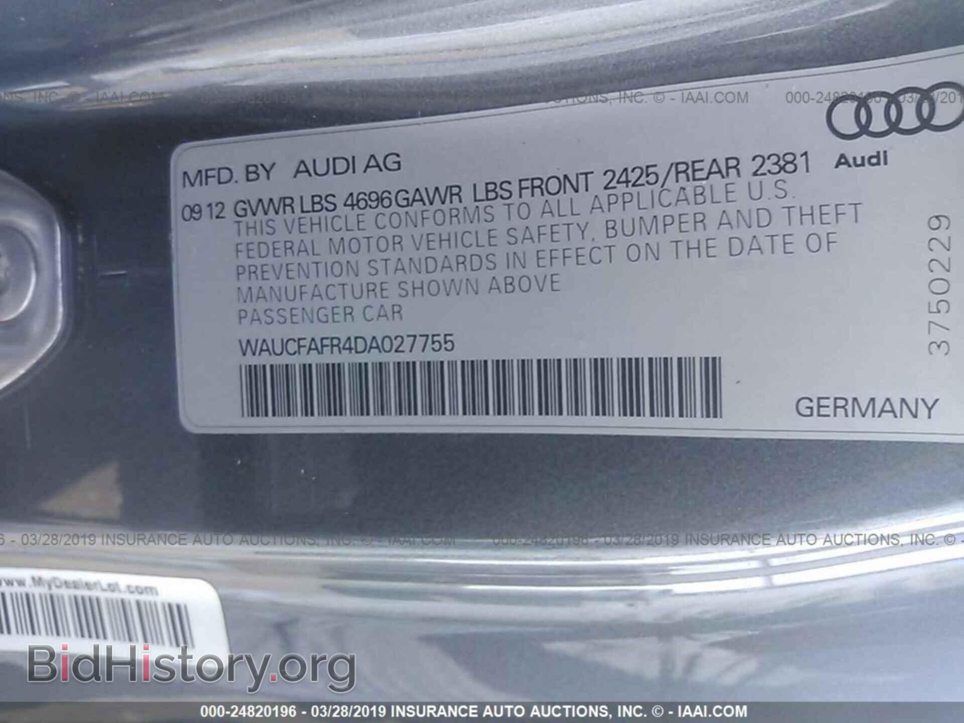 2013 AUDI A5 - VIN: WAUCFAFR4DA027755 - Фото 9
