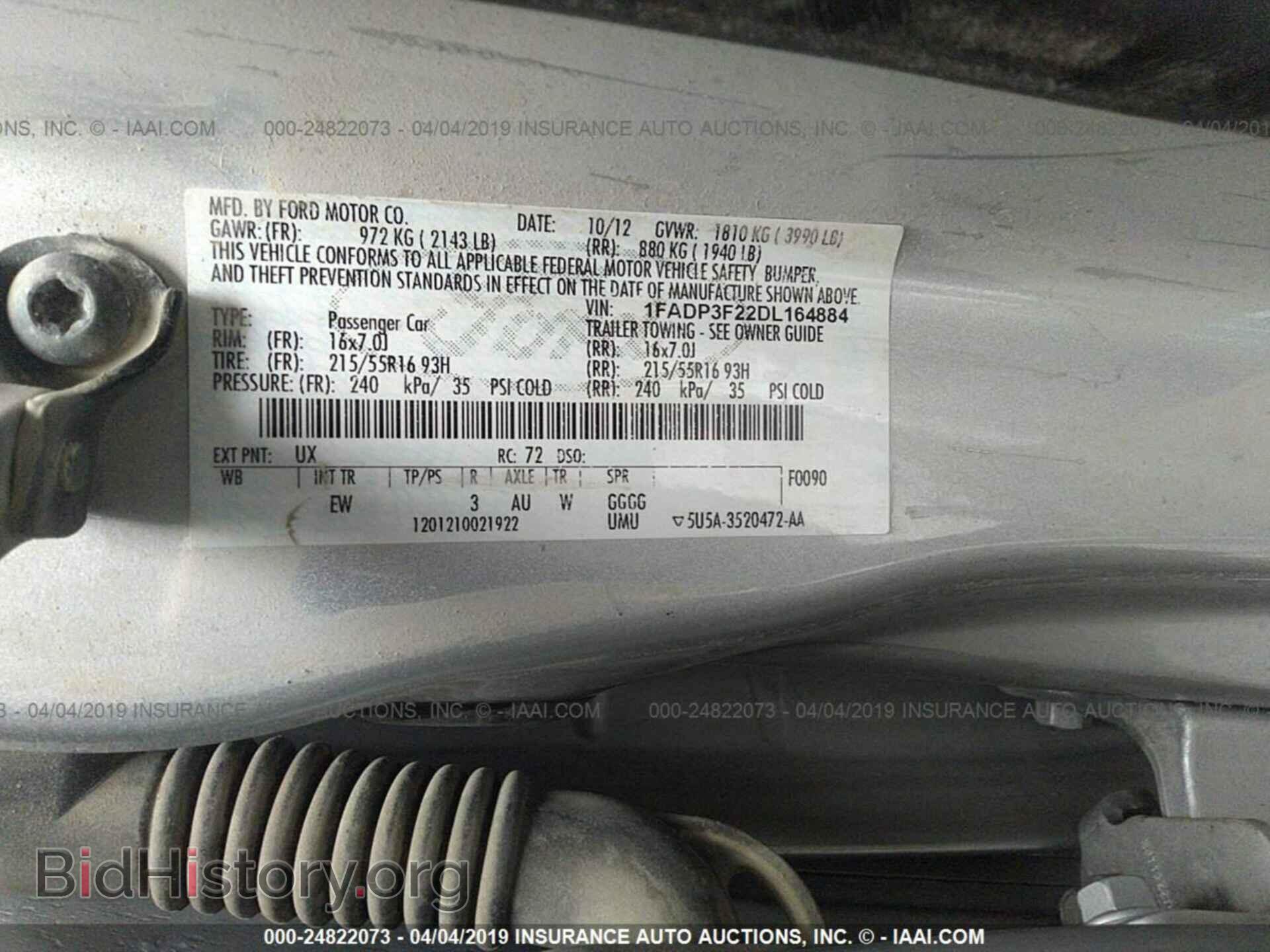 2013 FORD FOCUS - VIN: 1FADP3F22DL164884 - Фото 9