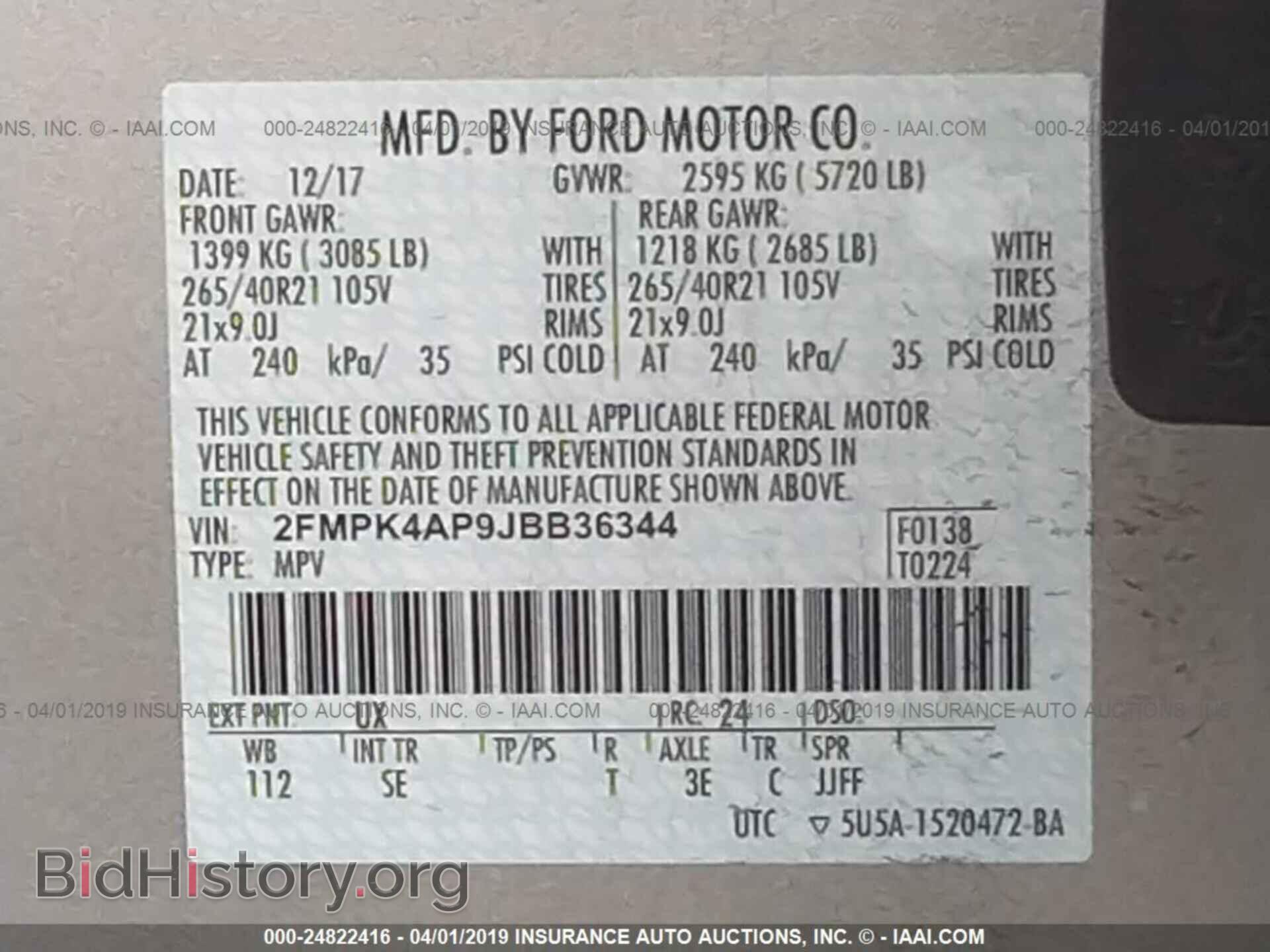 2018 FORD EDGE - VIN: 2FMPK4AP9JBB36344 - Photo 9