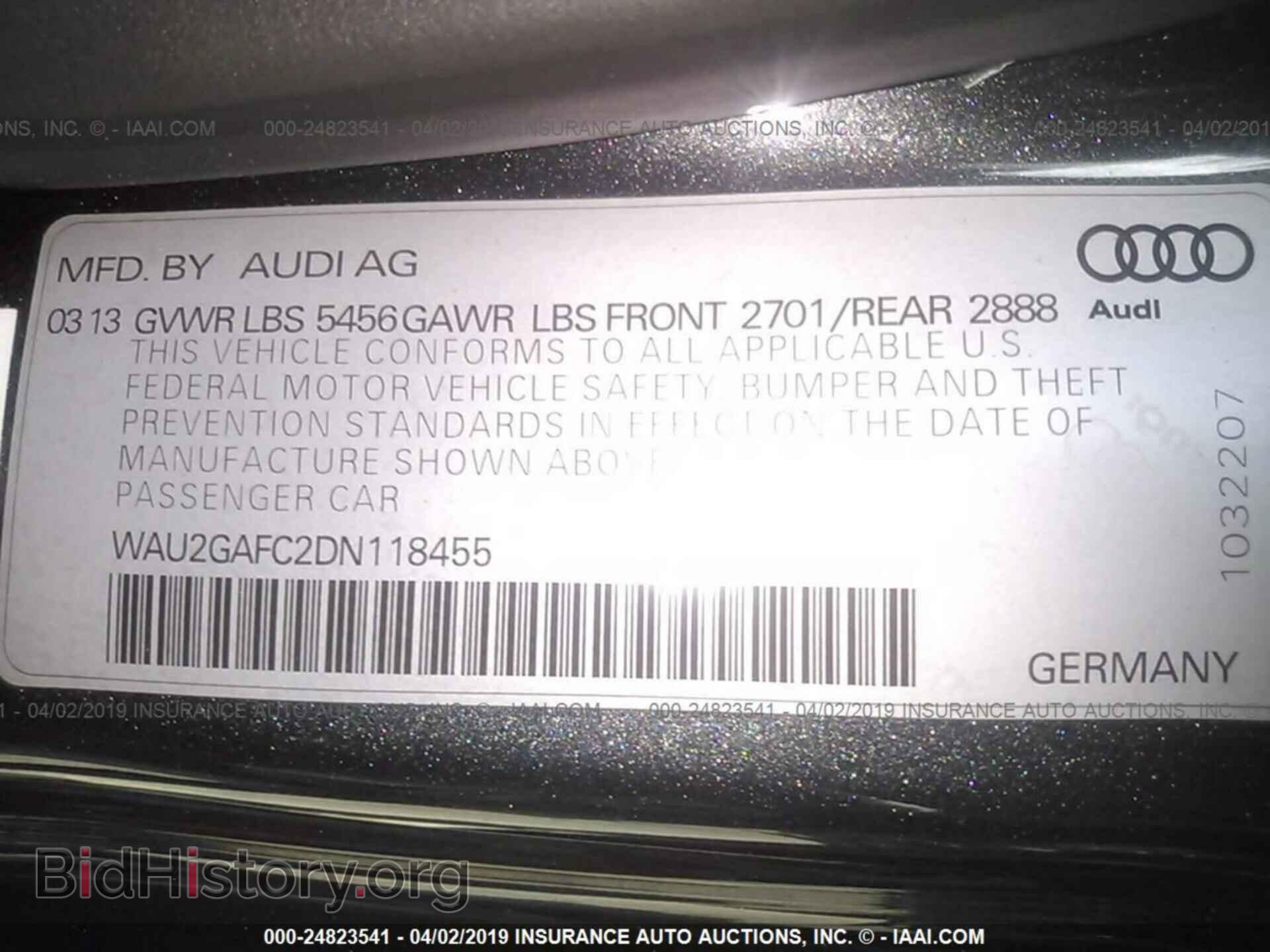 2013 AUDI A7 - VIN: WAU2GAFC2DN118455 - Фото 9