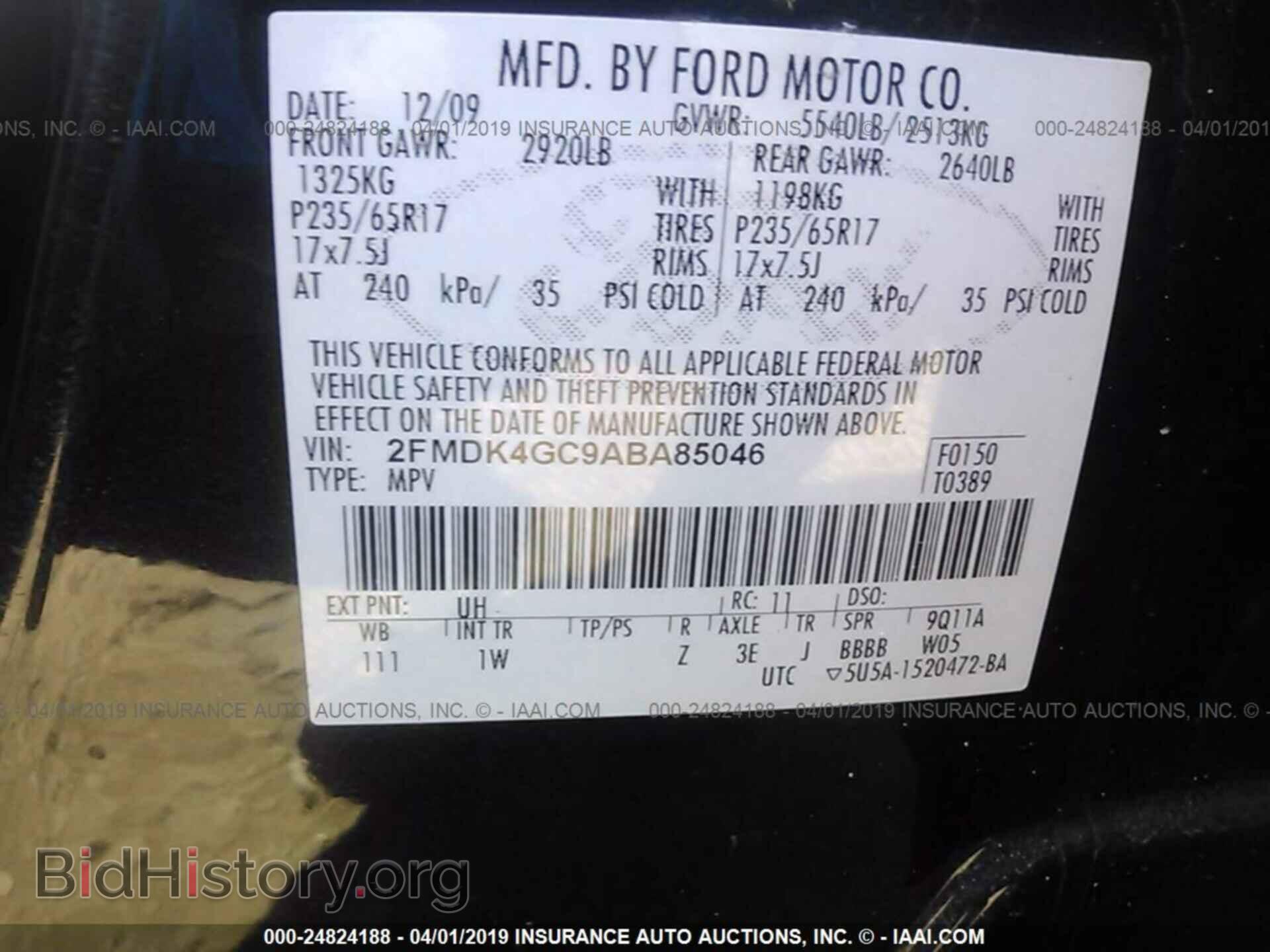 2010 FORD EDGE - VIN: 2FMDK4GC9ABA85046 - Photo 9