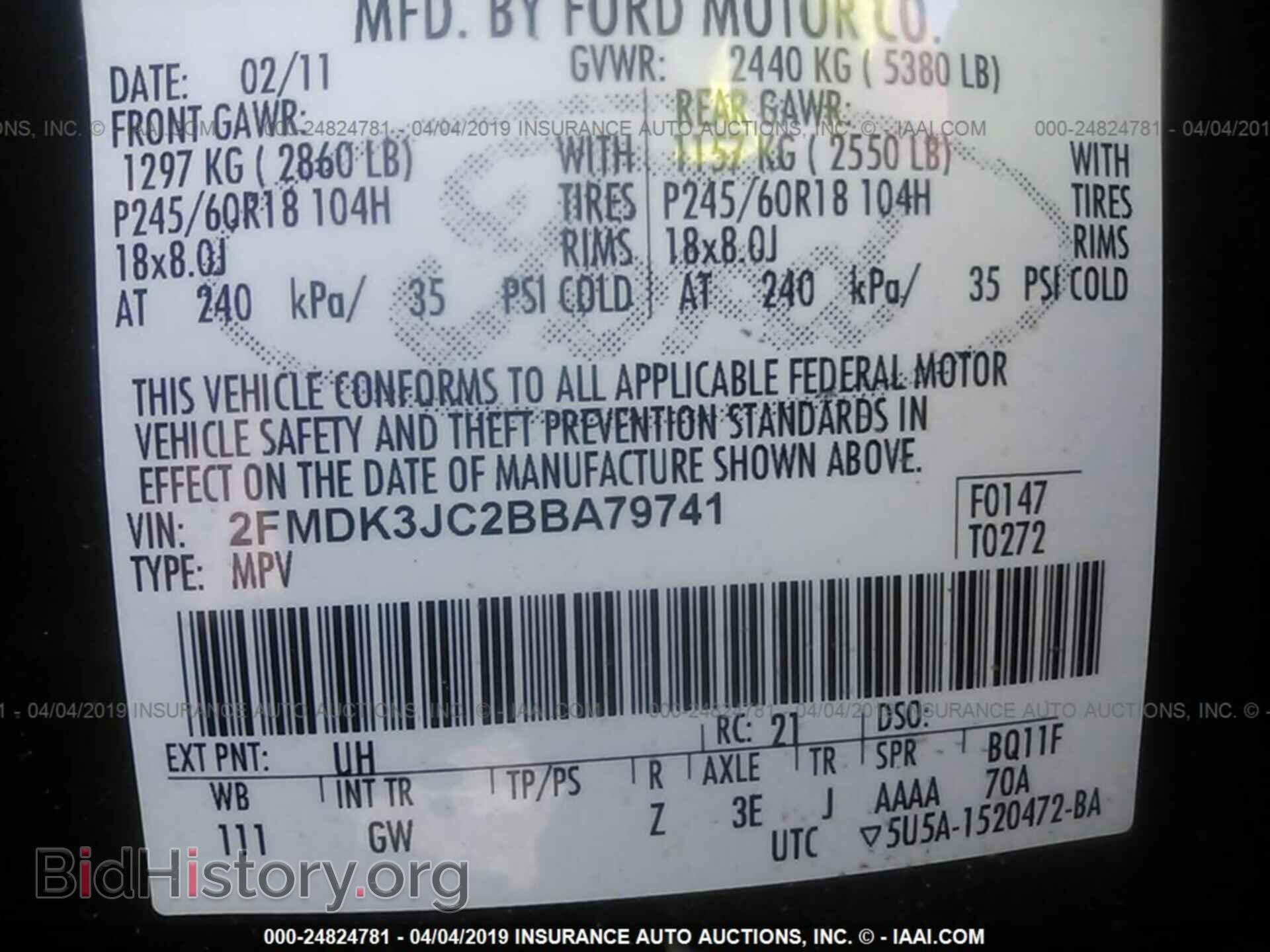 2011 FORD EDGE - VIN: 2FMDK3JC2BBA79741 - Photo 9