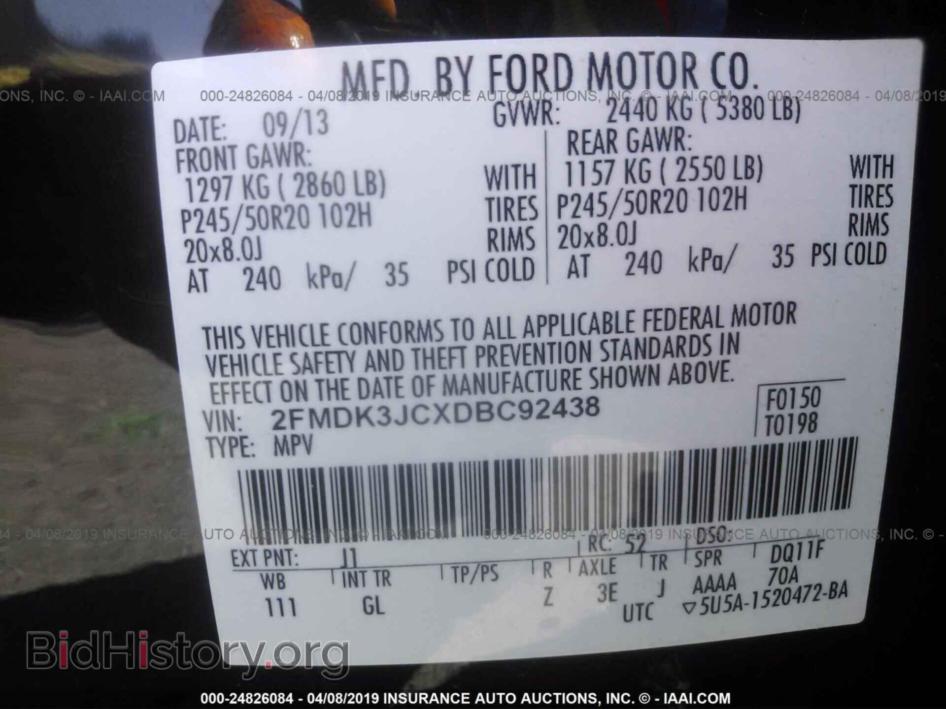 2013 FORD EDGE - VIN: 2FMDK3JCXDBC92438 - Photo 9