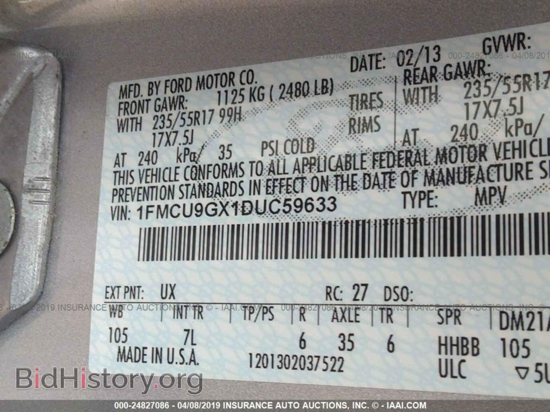 2013 FORD ESCAPE - VIN: 1FMCU9GX1DUC59633 - Photo 9