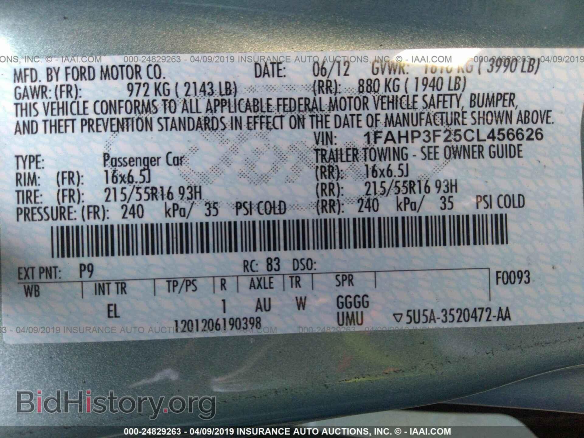 2012 FORD FOCUS - VIN: 1FAHP3F25CL456626 - Фото 9