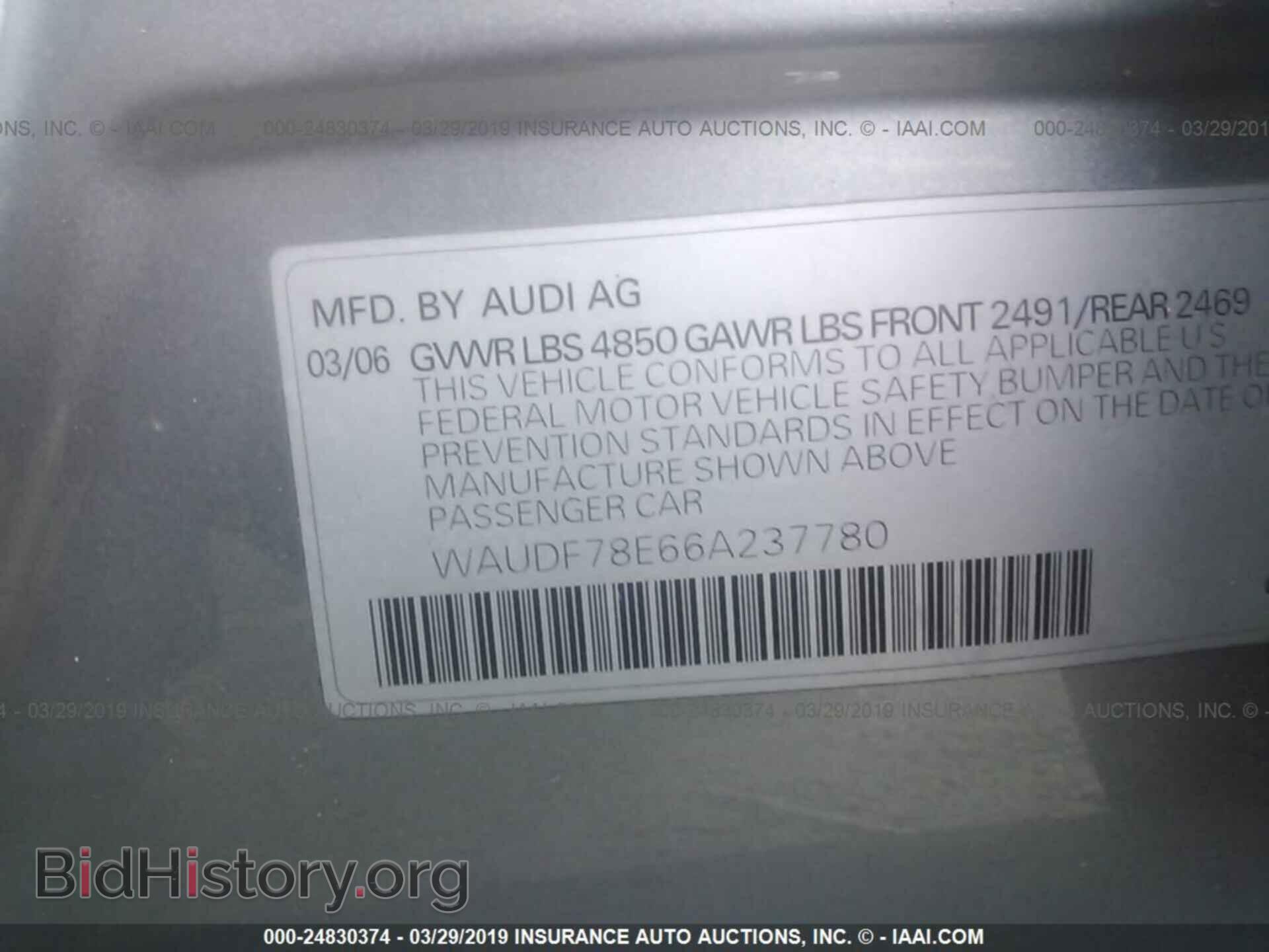 2006 AUDI A4 - VIN: WAUDF78E66A237780 - Фото 9