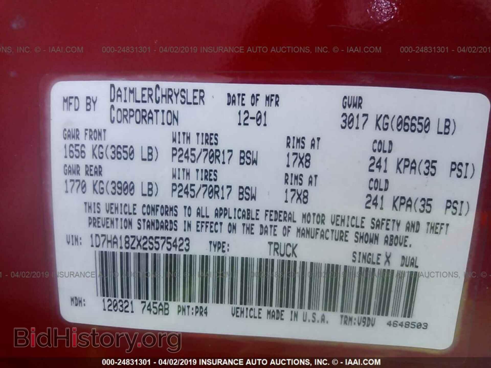 2002 DODGE RAM 1500 - VIN: 1D7HA18ZX2S575423 - Photo 9