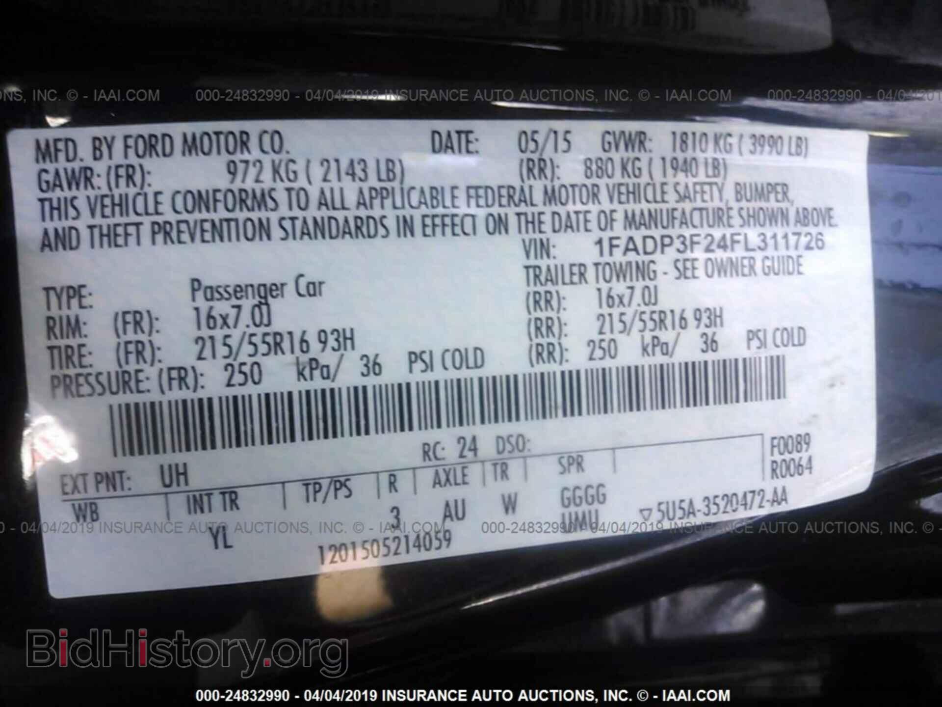 2015 FORD FOCUS - VIN: 1FADP3F24FL311726 - Фото 9
