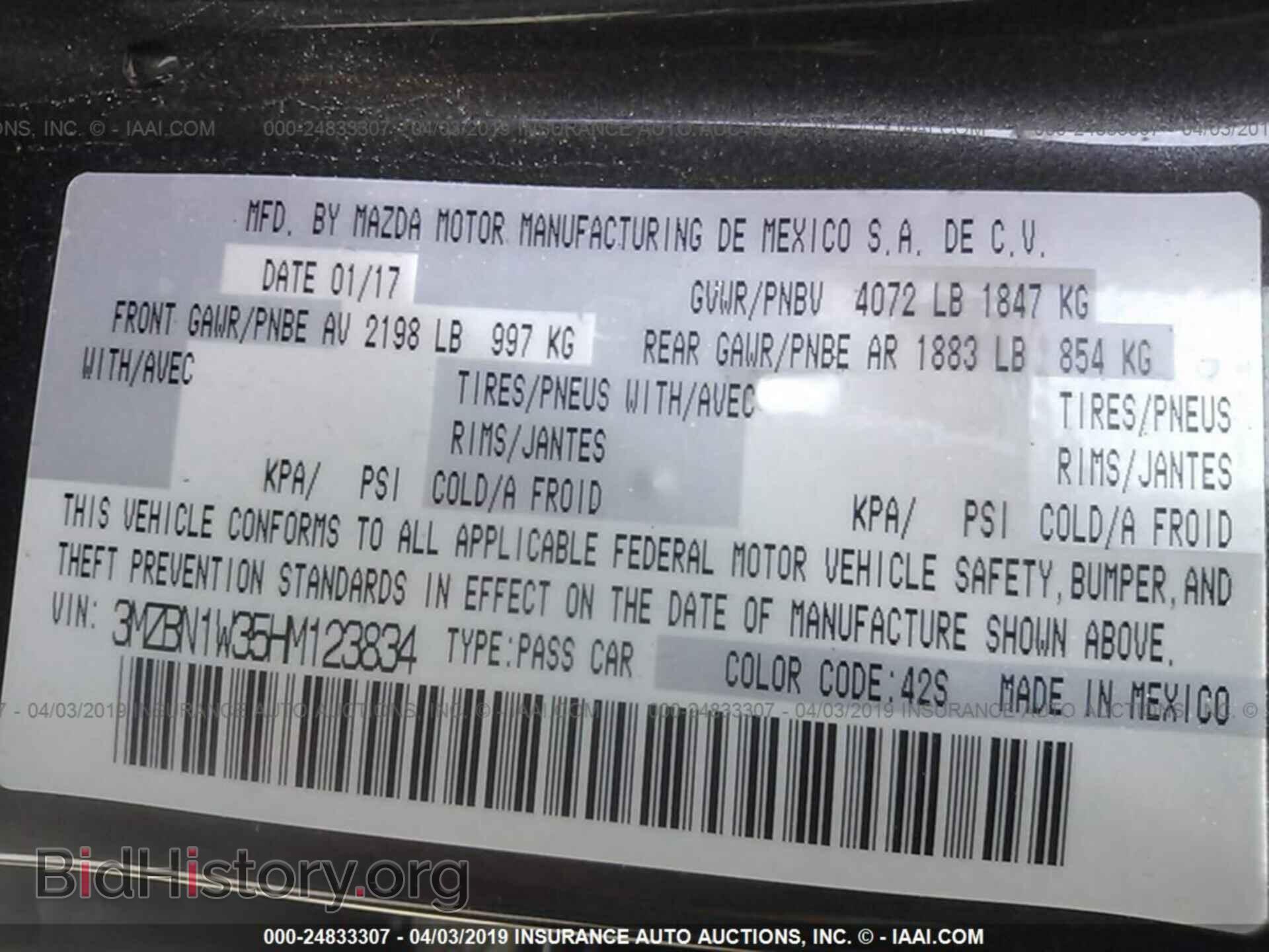 2017 MAZDA 3 - VIN: 3MZBN1W35HM123834 - Фото 9