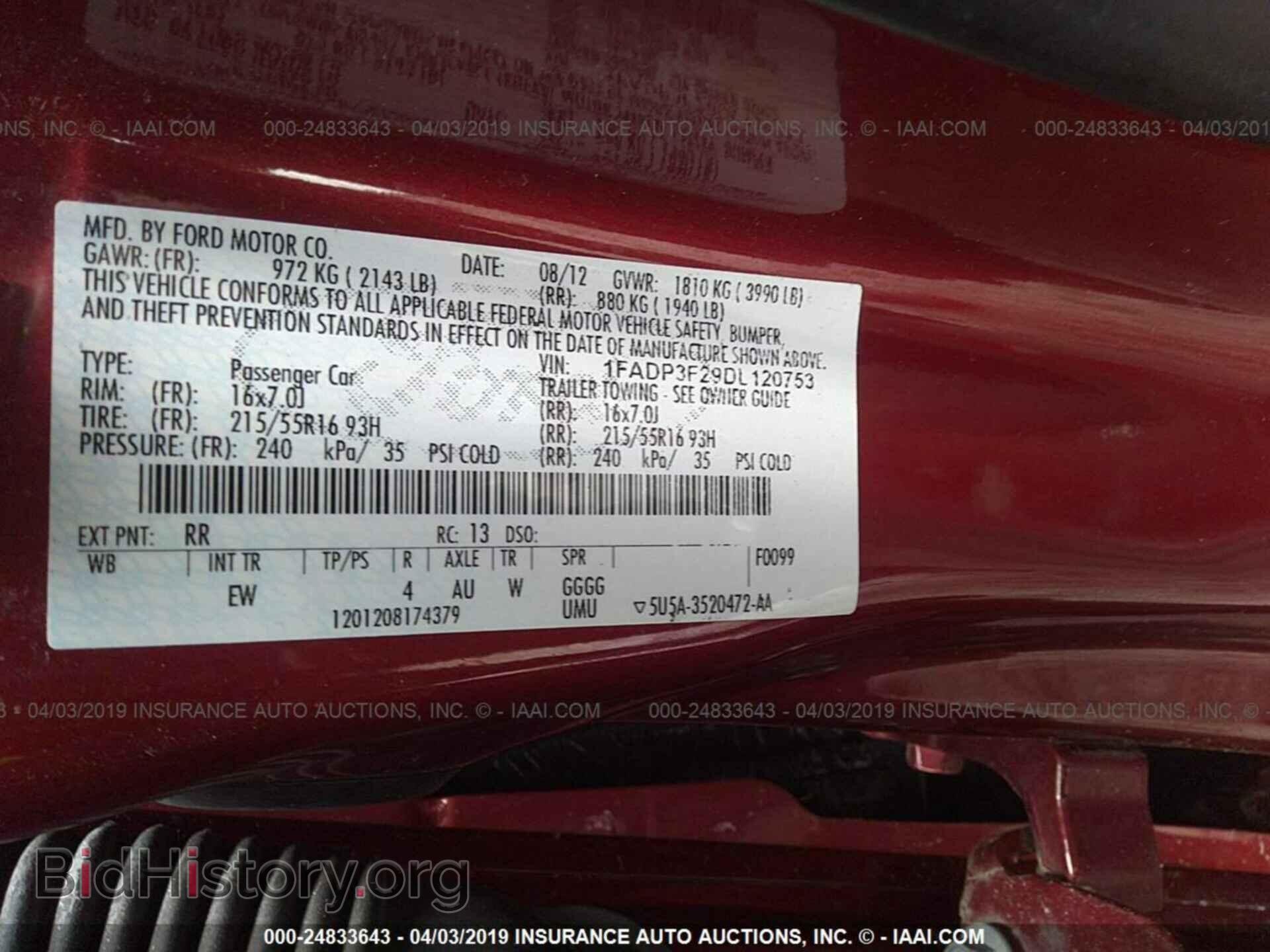 2013 FORD FOCUS - VIN: 1FADP3F29DL120753 - Фото 9