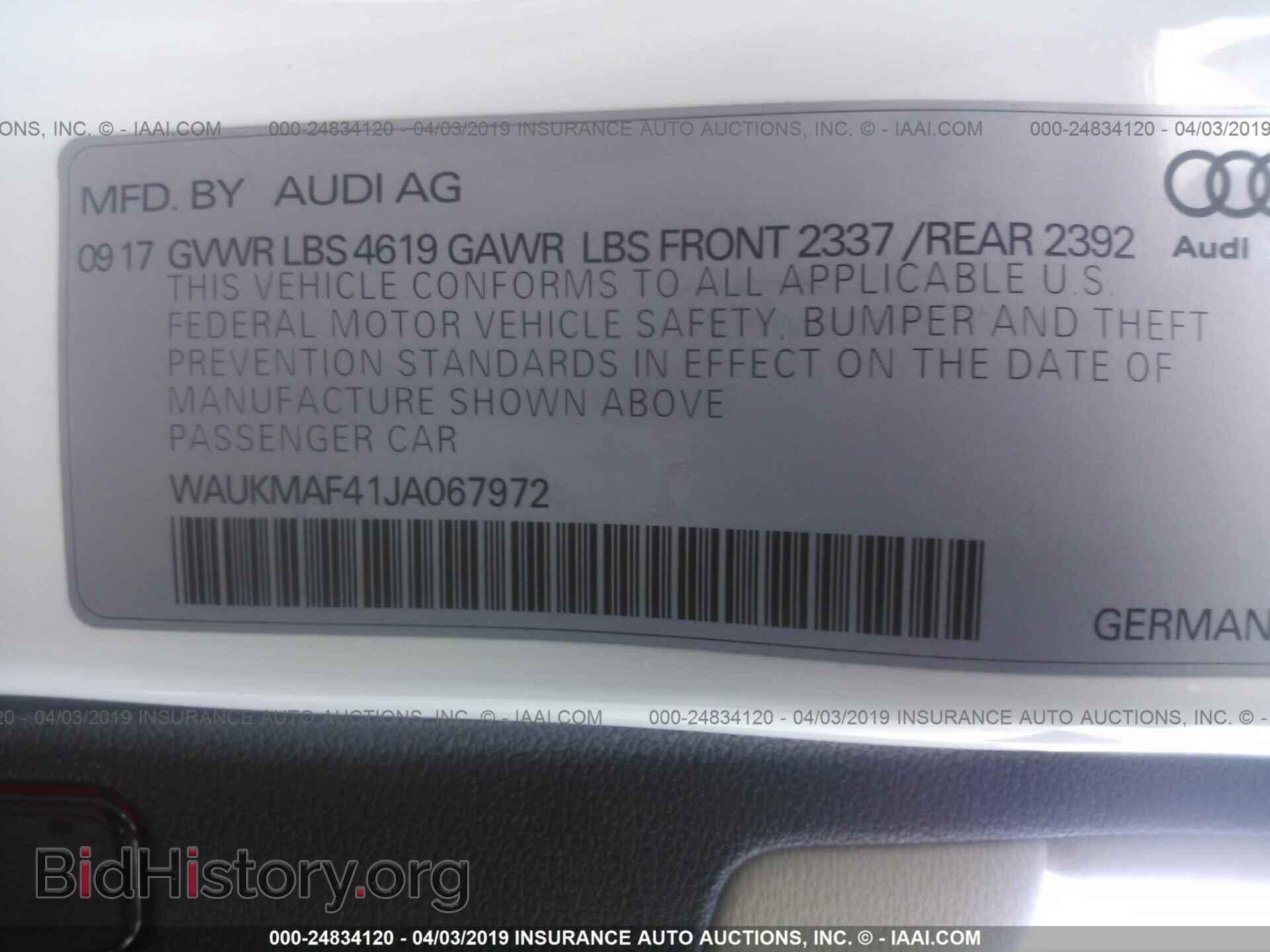 2018 AUDI A4 - VIN: WAUKMAF41JA067972 - Photo 9