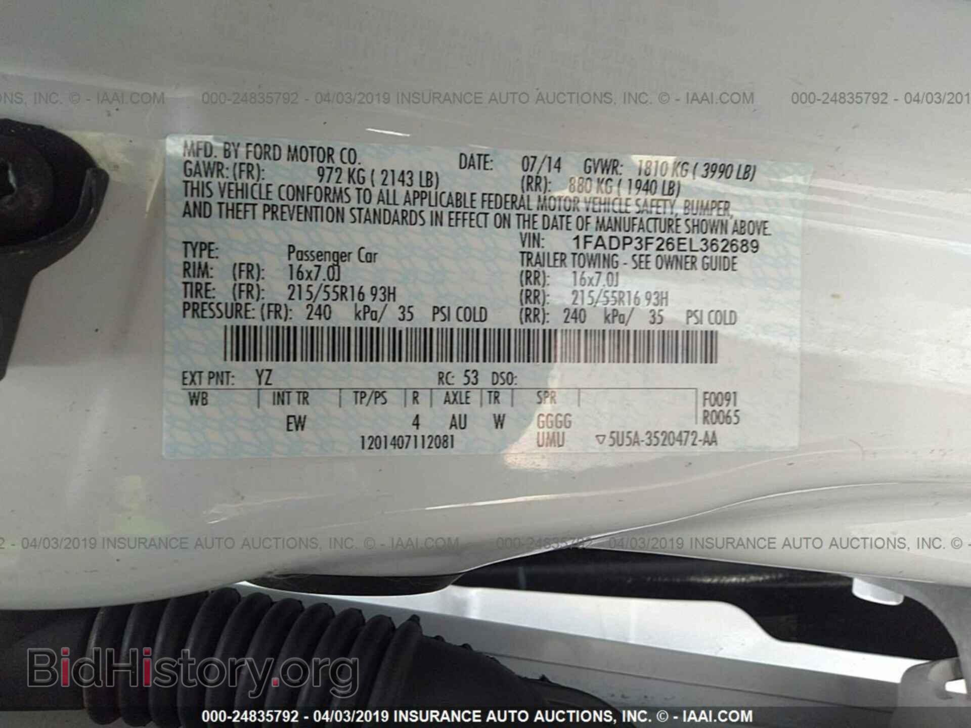 2014 FORD FOCUS - VIN: 1FADP3F26EL362689 - Фото 9