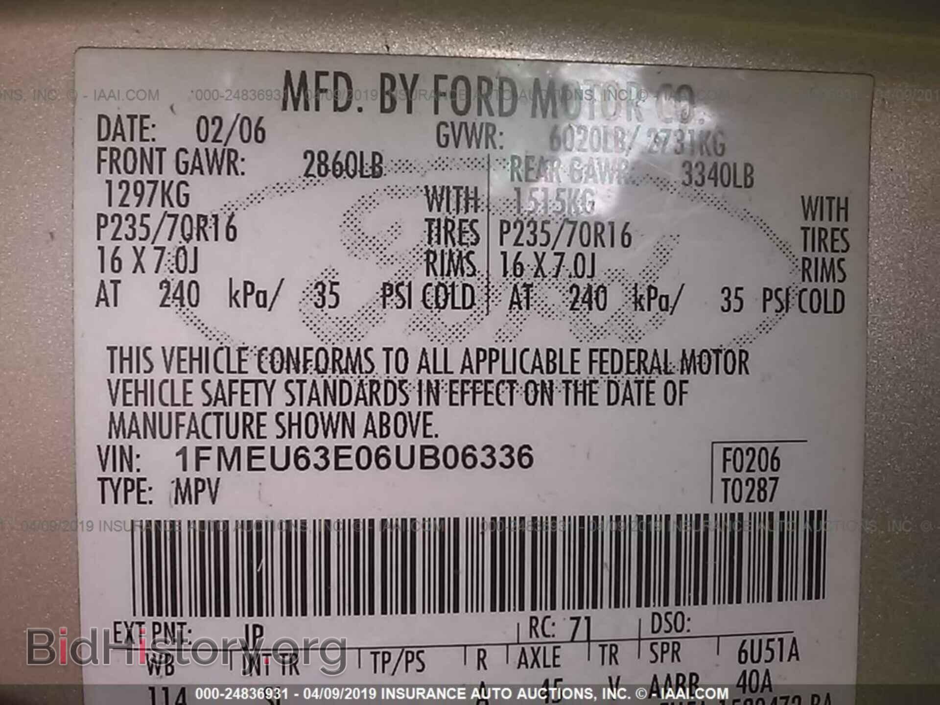2006 FORD EXPLORER - VIN: 1FMEU63E06UB06336 - Фото 9