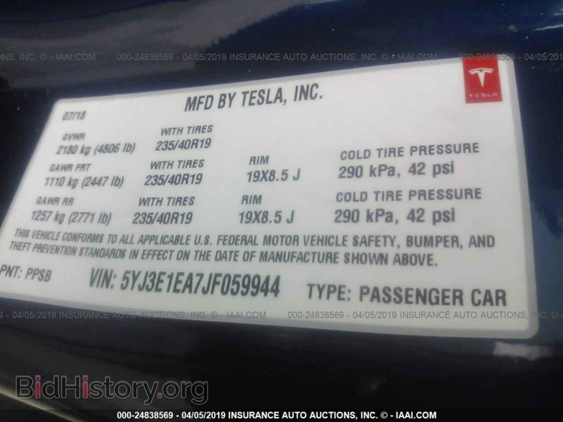 2018 TESLA MODEL 3 - VIN: 5YJ3E1EA7JF059944 - Photo 9