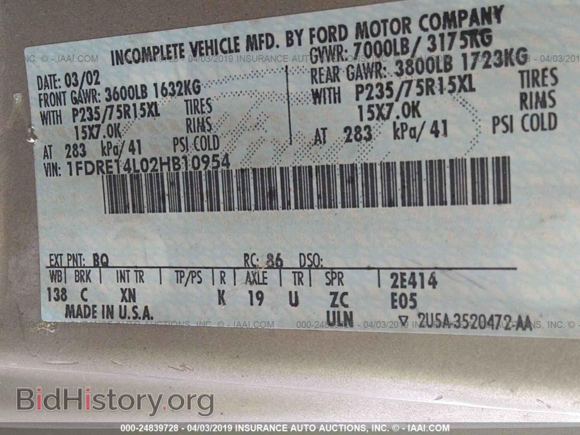 2002 FORD ECONOLINE - VIN: 1FDRE14L02HB10954 - Photo 9