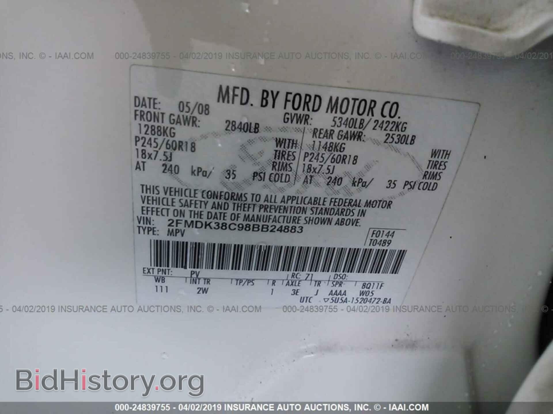 2008 FORD EDGE - VIN: 2FMDK38C98BB24883 - Photo 9