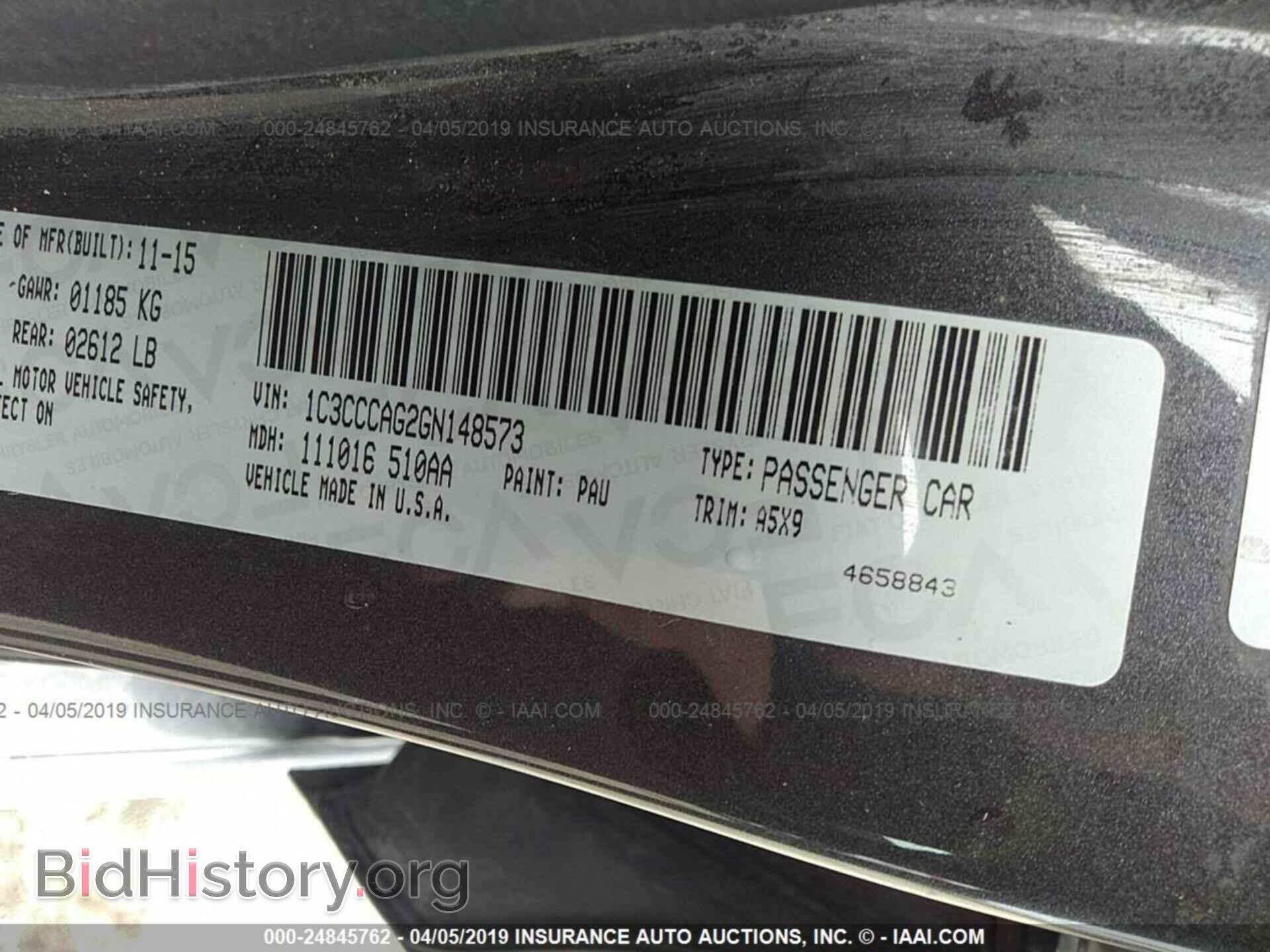 2016 CHRYSLER 200 - VIN: 1C3CCCAG2GN148573 - Photo 9