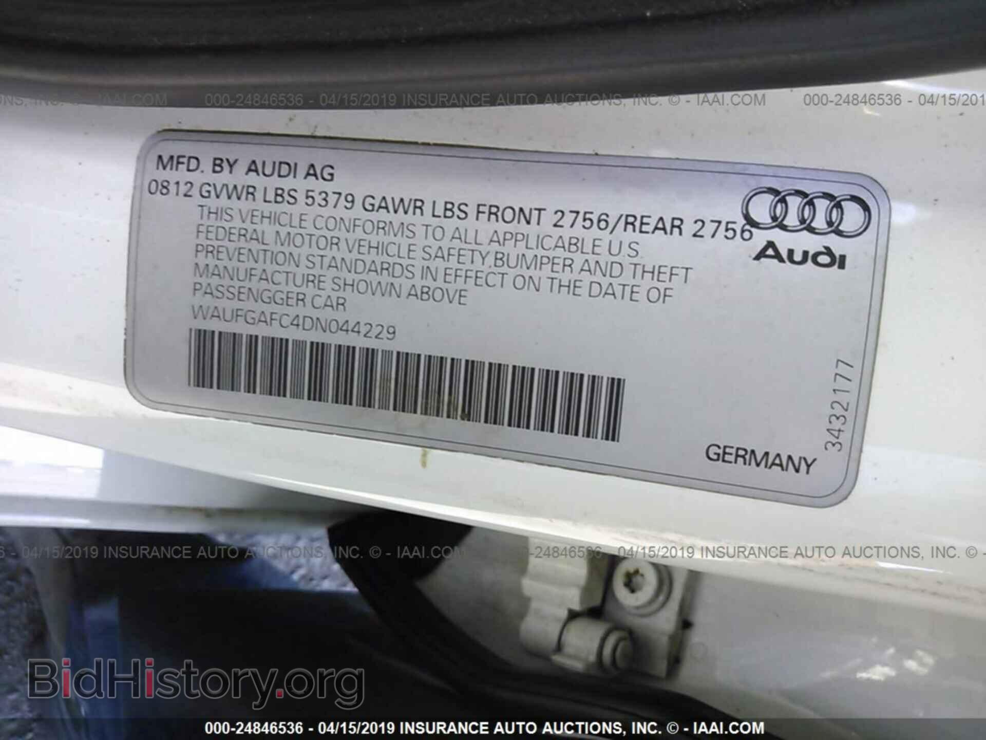 2013 AUDI A6 - VIN: WAUFGAFC4DN044229 - Фото 9