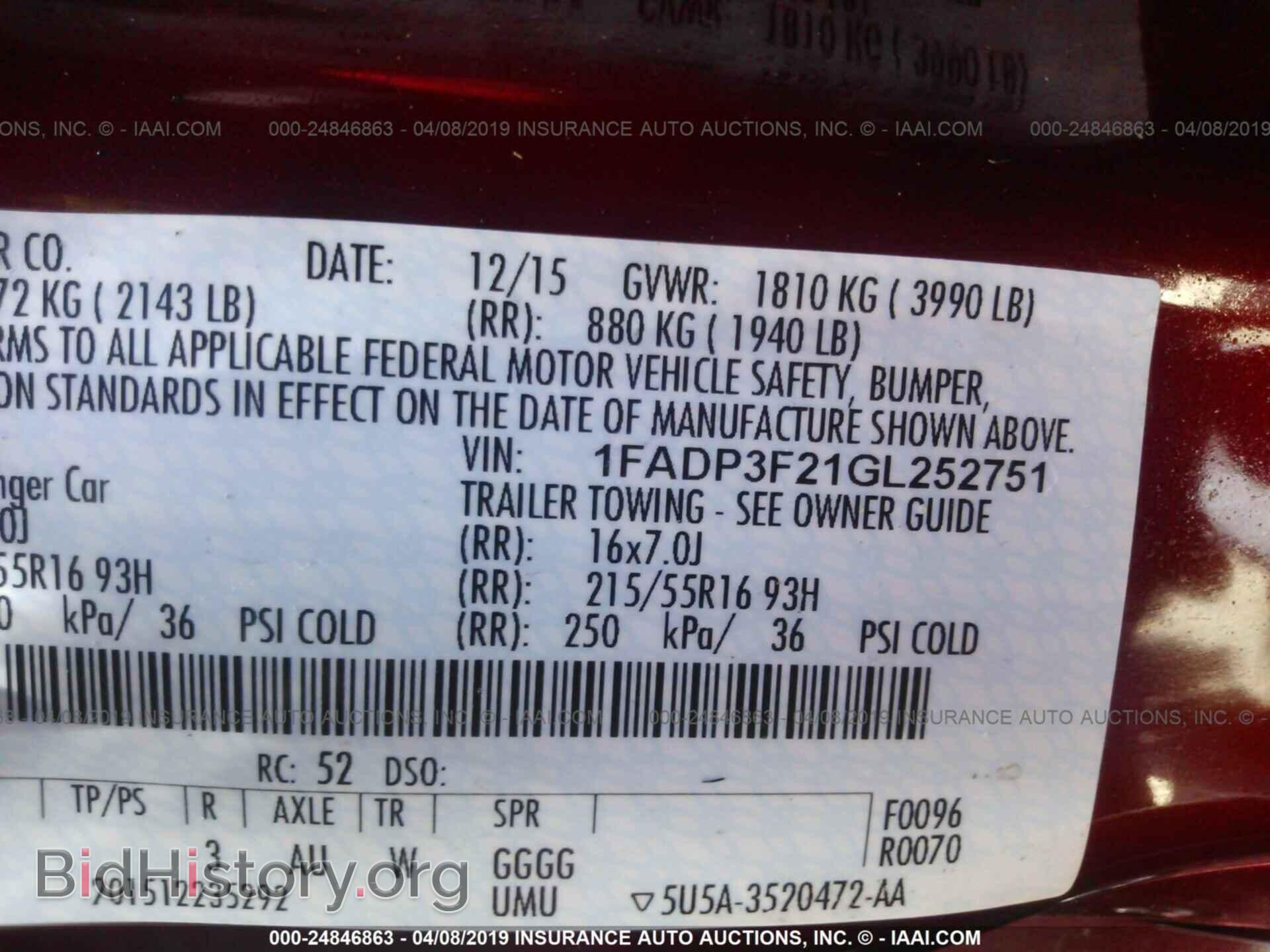 2016 FORD FOCUS - VIN: 1FADP3F21GL252751 - Фото 9