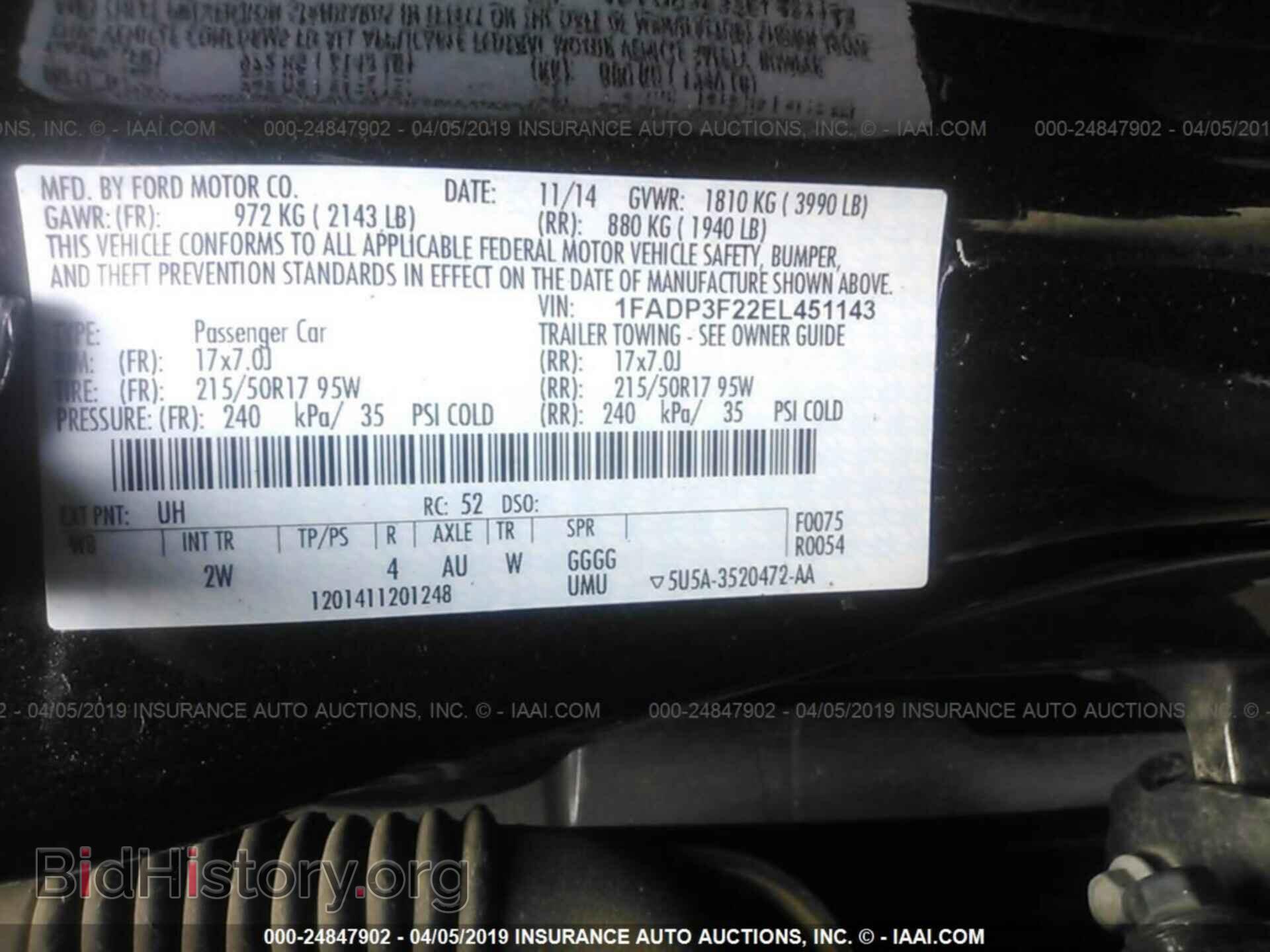 2014 FORD FOCUS - VIN: 1FADP3F22EL451143 - Фото 9